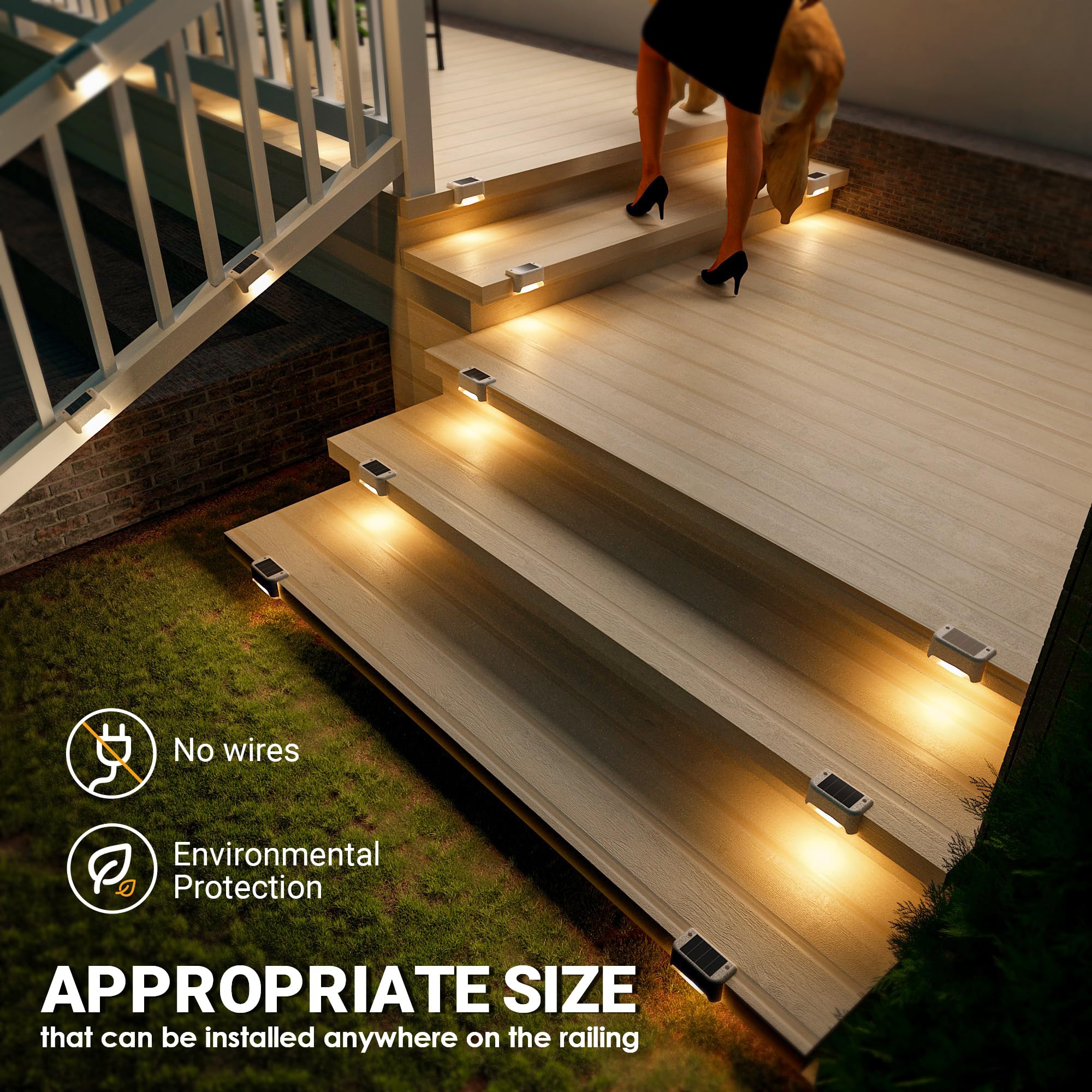 Solpex Solar Step Lights Outdoor 20 Pack, Waterproof Led Solar Lights For Deck, Stairs, Fence, Yard, Patio, Balcony (Warm White)