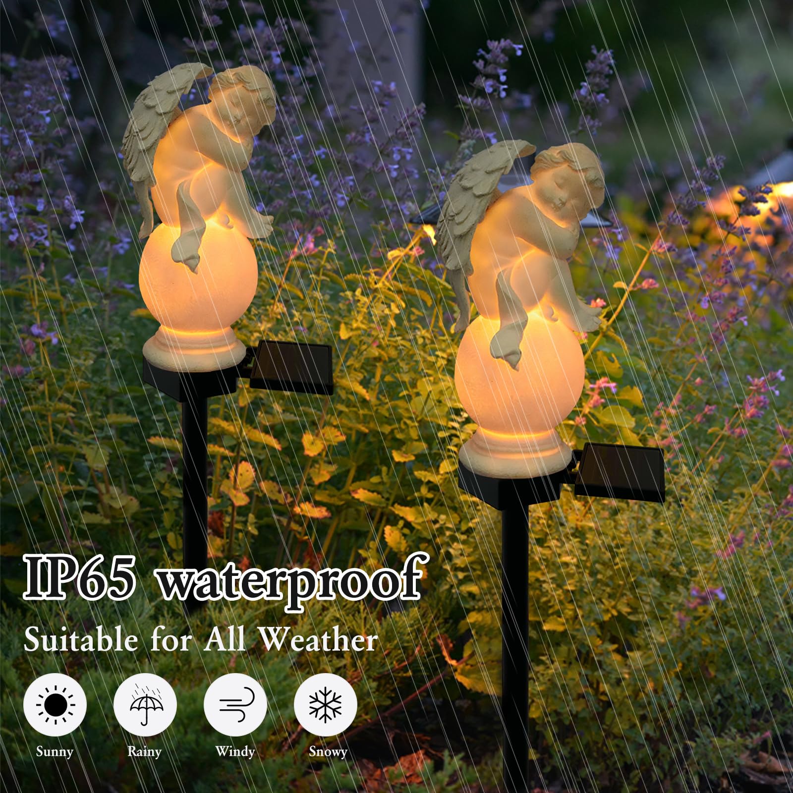 LAIAMER Solar Light - Waterproof Resin Garden Angel Statue, Sleeping Angel for Outdoor Patio, Yard, Lawn, Gravesite Decor