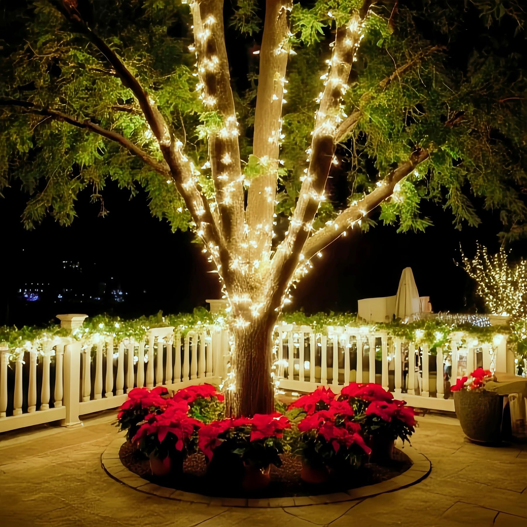 Jinbest 100 Led White Christmas Lights, Ul Certified And Commercial Grade White Wire String Lights 35 Ft, For Indoor And Outdoor