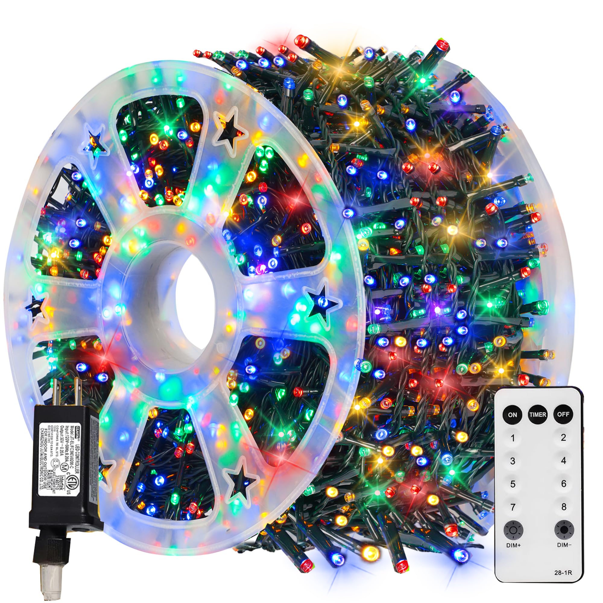 Tw Shine Christmas Lights  600 Led 196Ft Christmas String Lights Plug-In With 8 Modes Timer And Remote  Waterproof Outdoor Decorations For Bedroom Wedding Party Yard Tree Decor  Multi-Colored