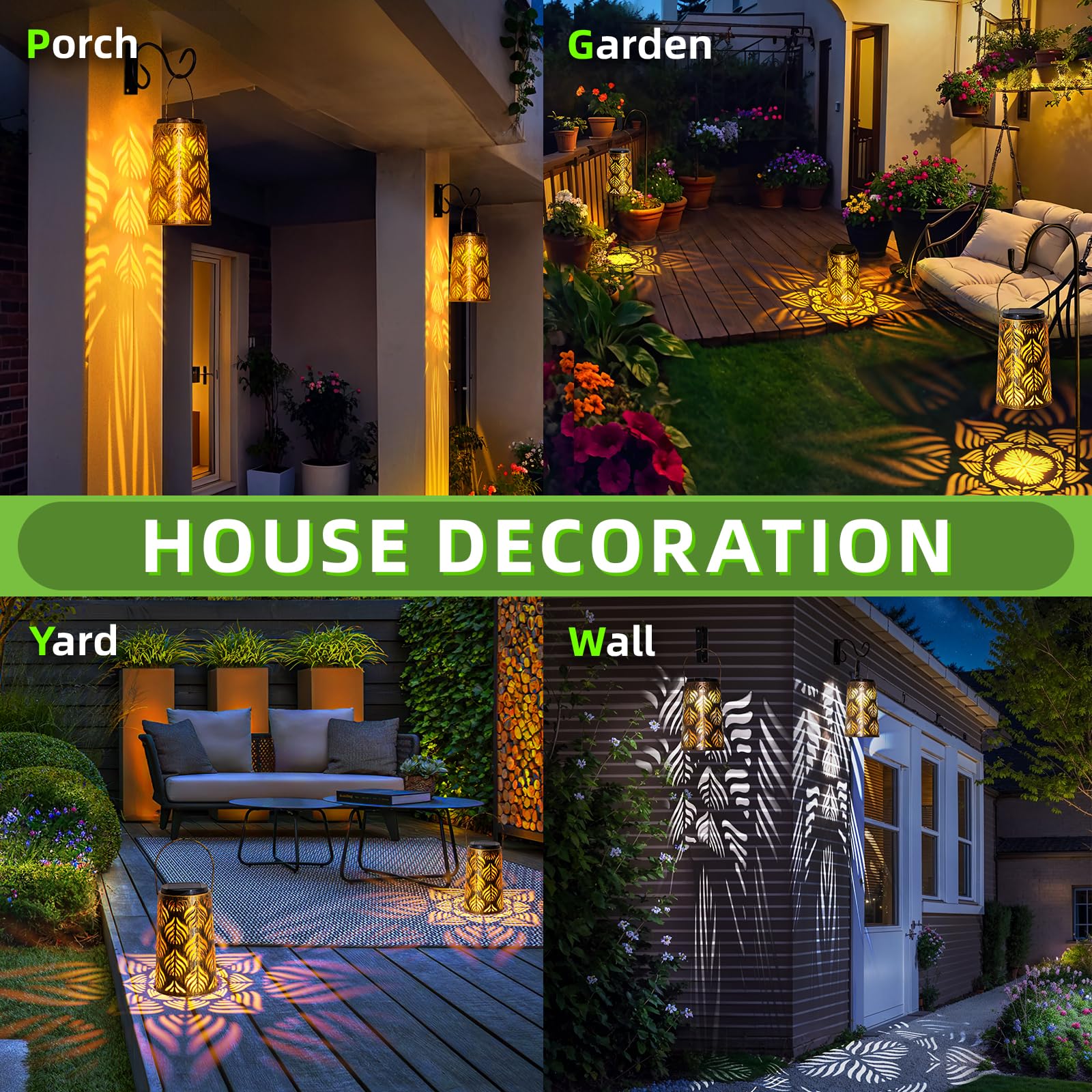 Jsot Solar Lanterns, Solar Hanging Lights For Outside Decorative For Porch Patio Tree (4 Pack)