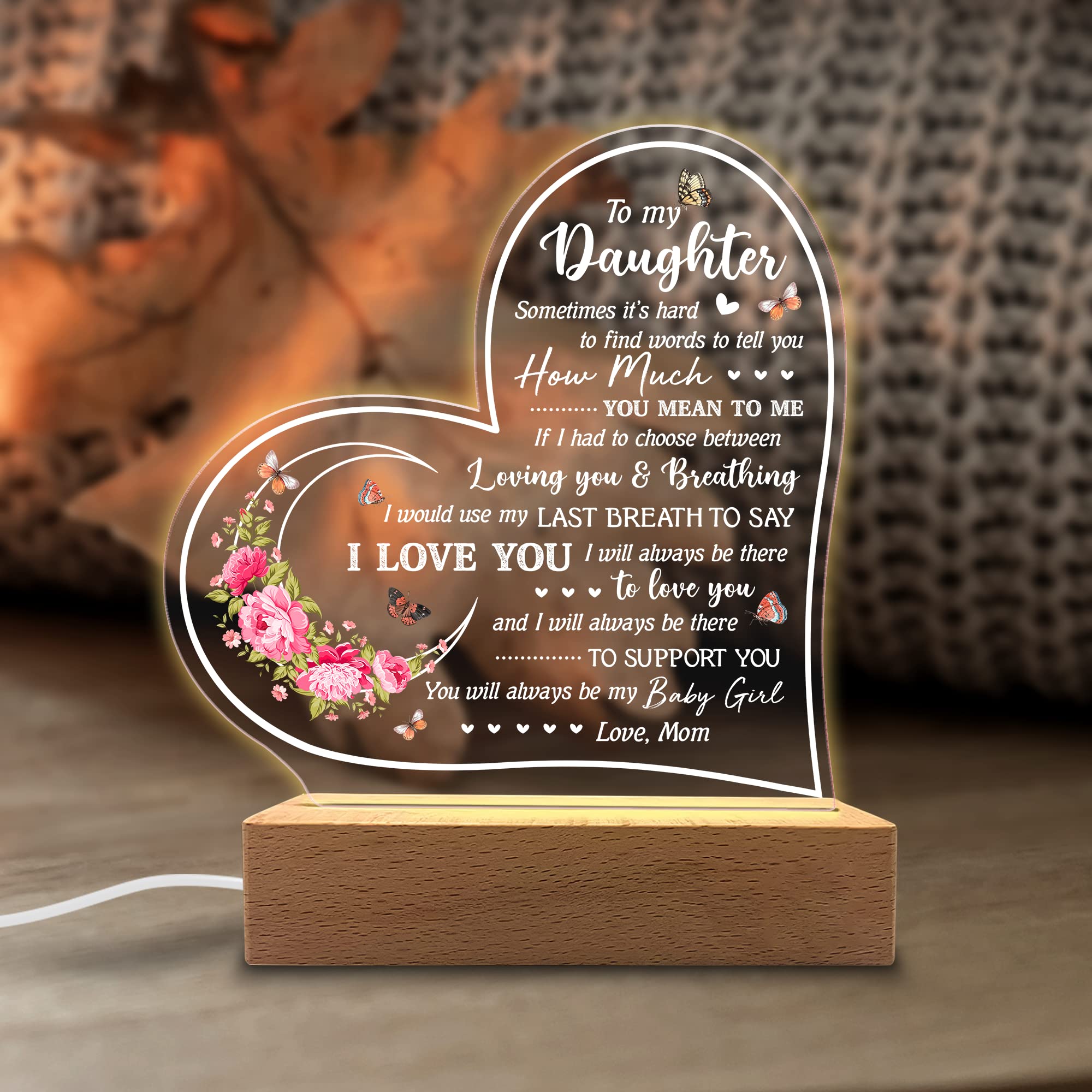 KITCHENVOY Acrylic Night Light - Sentimental Gifts for Daughter, To My Daughter, Model KITCHENVOY-NL001
