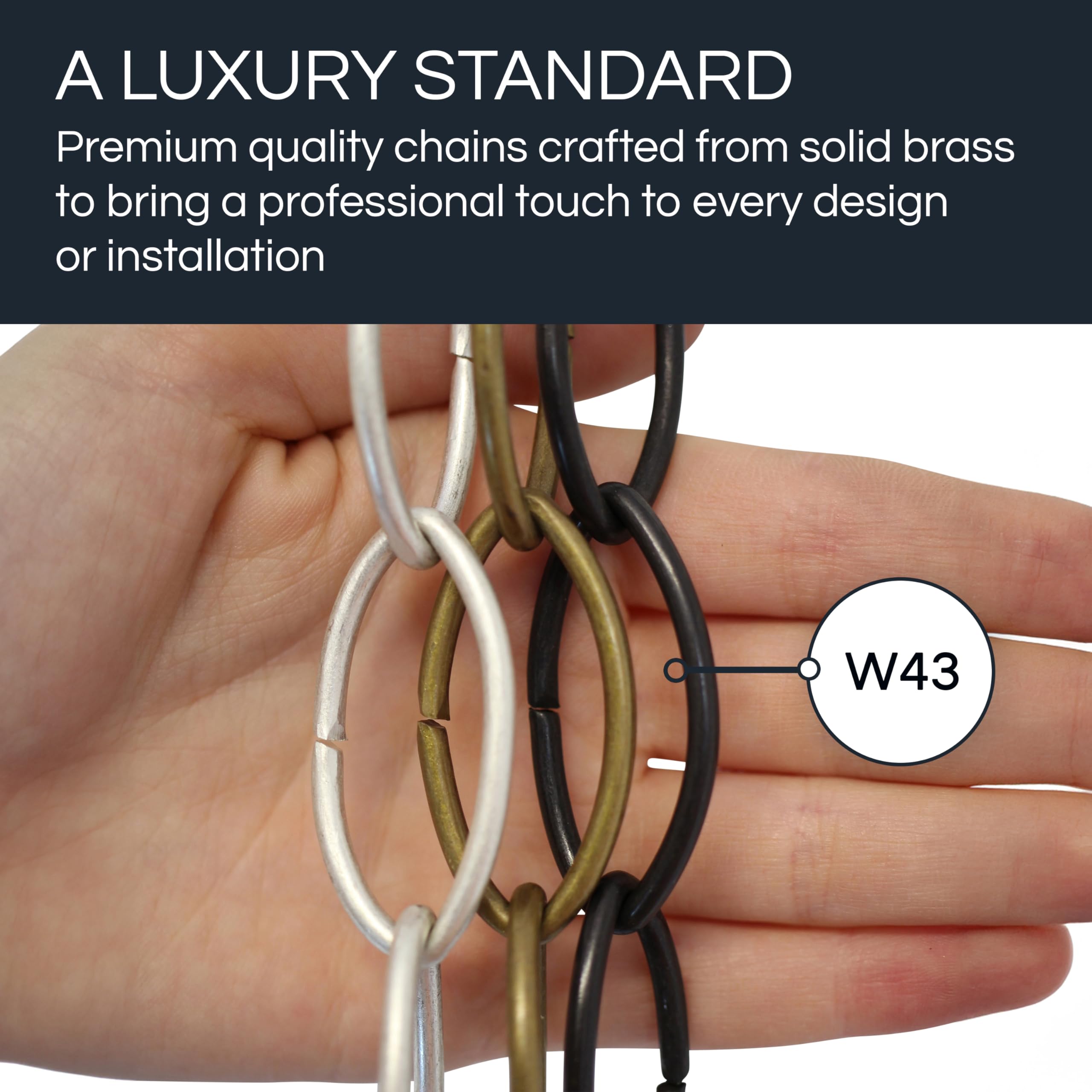 Rch Hardware Ch-43-Ab Decorative Antique Solid Brass Chain For Hanging, Lighting - Large Oval Wire Unwelded Links (1 Foot)