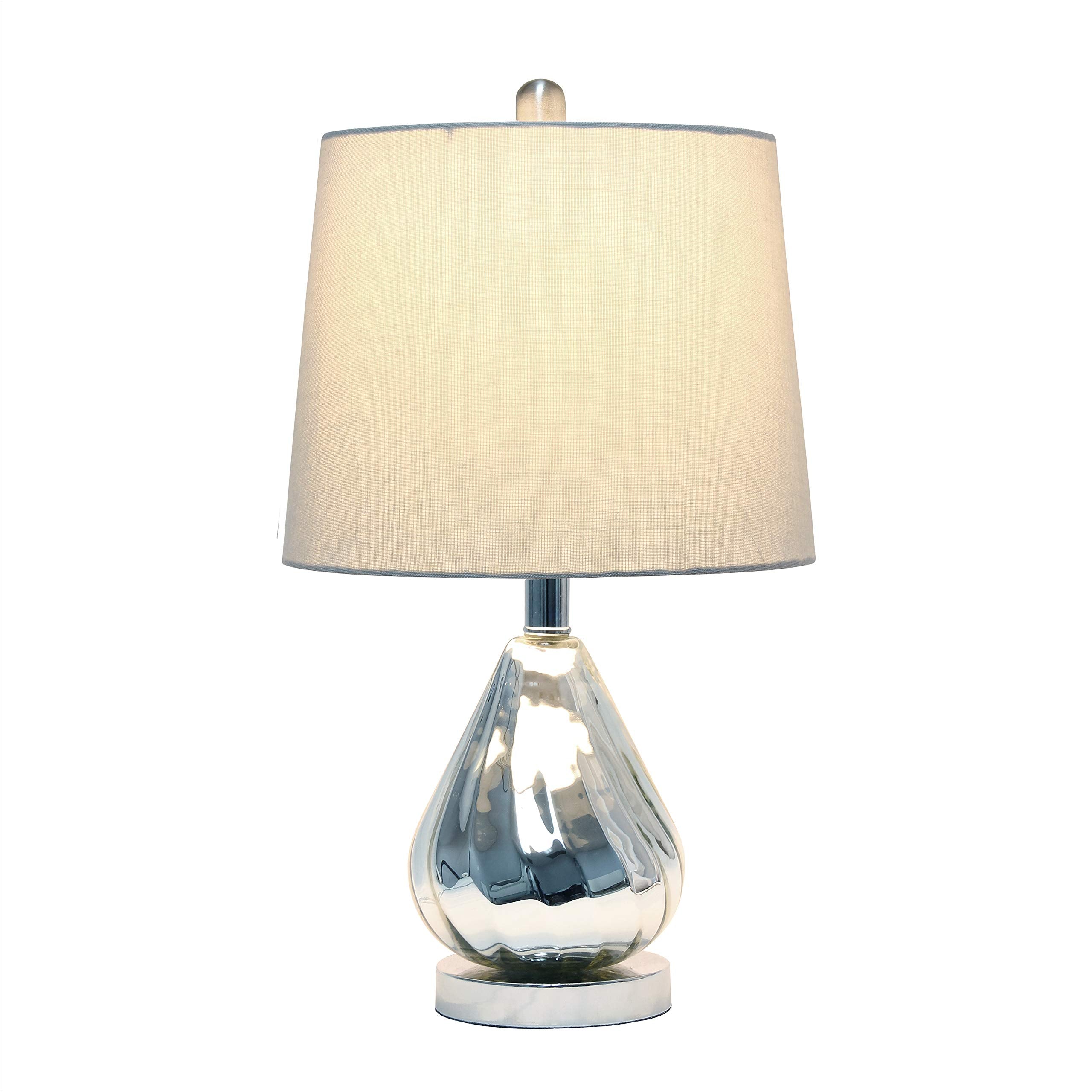 Elegant Designs LT3319-GRY Chrome Ripple Table Lamp, Glass, Gray Shade