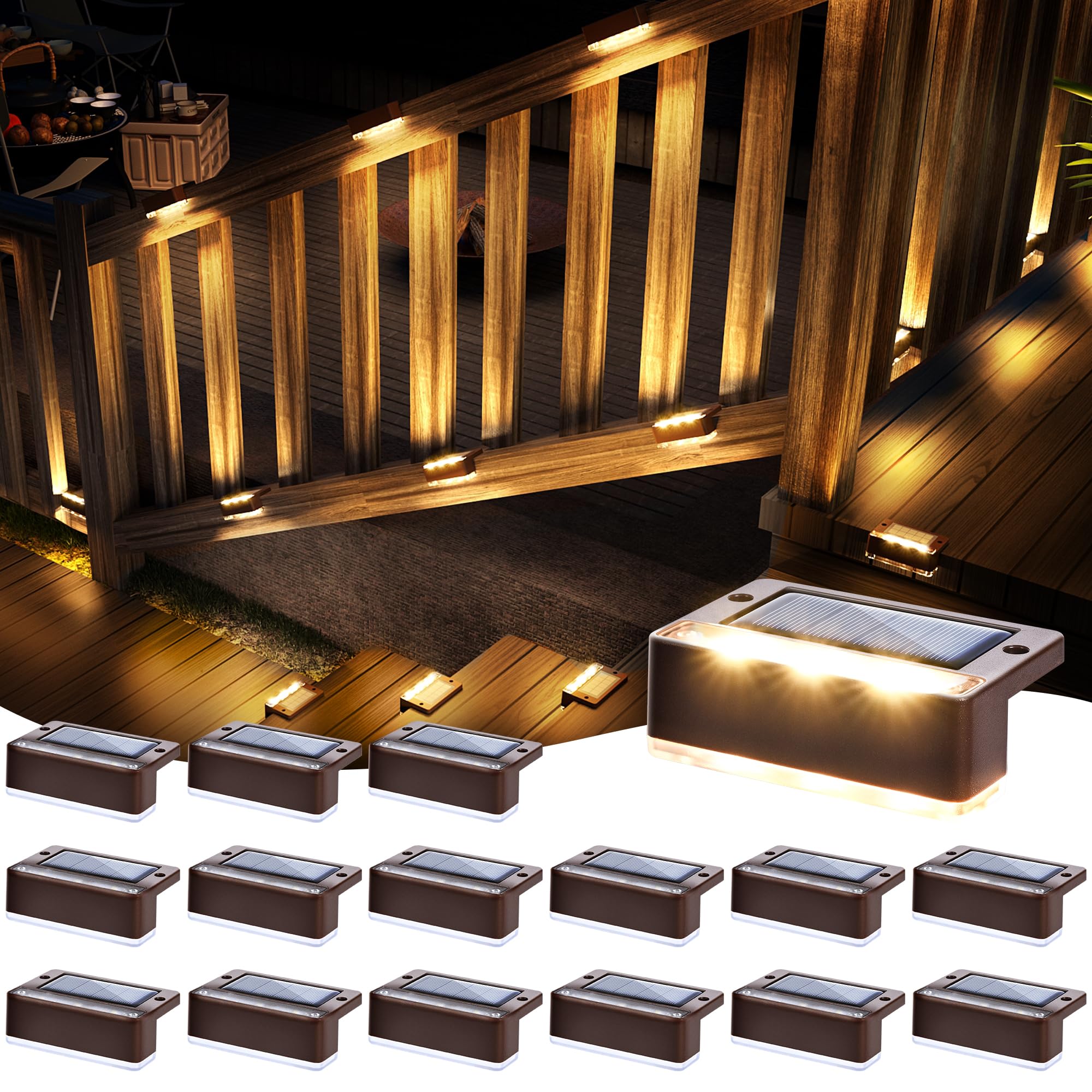 SOLPEX Solar Fence Lights, Solar Deck Lights Outdoor Waterproof Solar Powered for Step, Stair, Balcony,Front Porch,Garden, Walkw