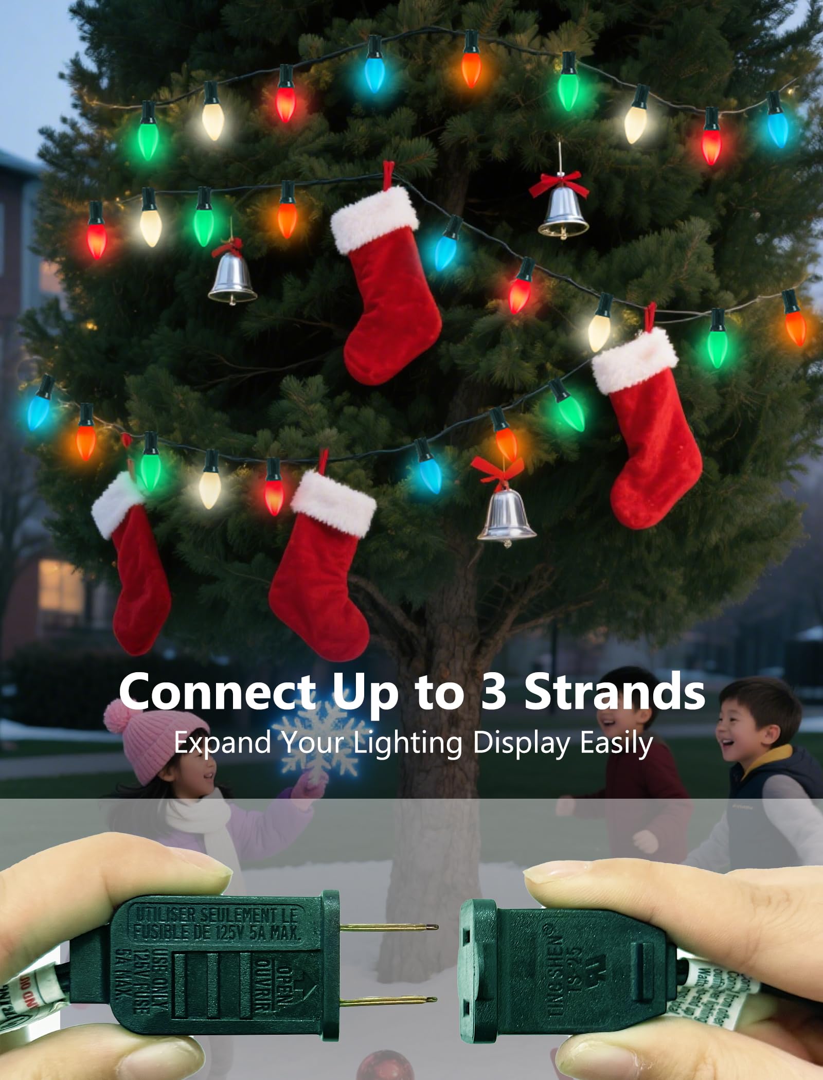 25Ft Multicolor Christmas Lights Outdoor  C7 5W Vintage Ceramic String Lights With 25 Colorful Baked Incandescent Bulbs  Hanging Patio Lights For Porch Roofline Xmas Tree Garden Pathway Indoor Decor