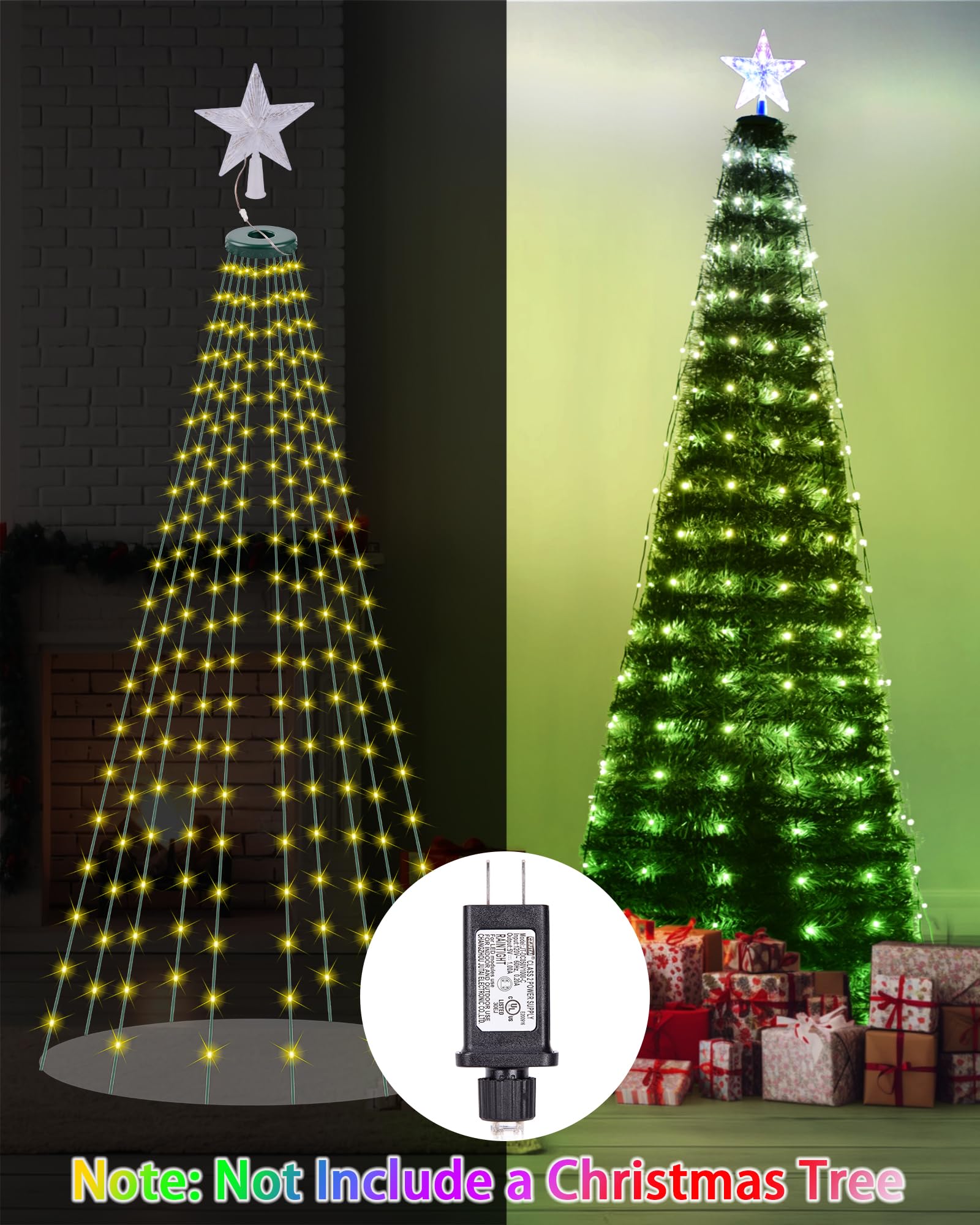 Smart Christmas Tree Lights With Star Topper, 6.6Ft X 10 Led String Lights Music Sync With Remote & App Controlled, Diy 16 Milli