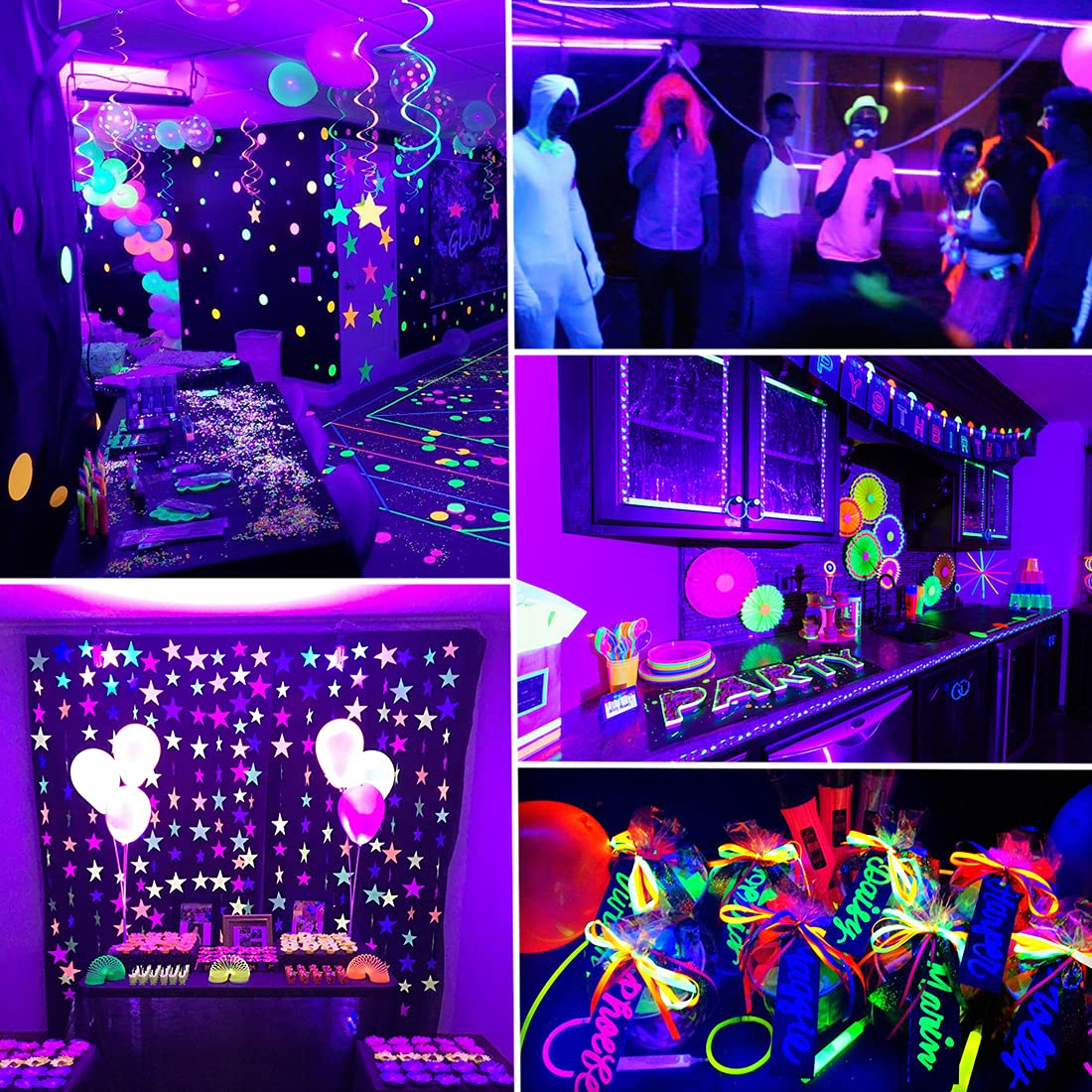 Tigqiang 20Ft Led Black Light Strip, Flexible Purple Light For Indoor Parties, 360 Lamp Beads, Non-Waterproof