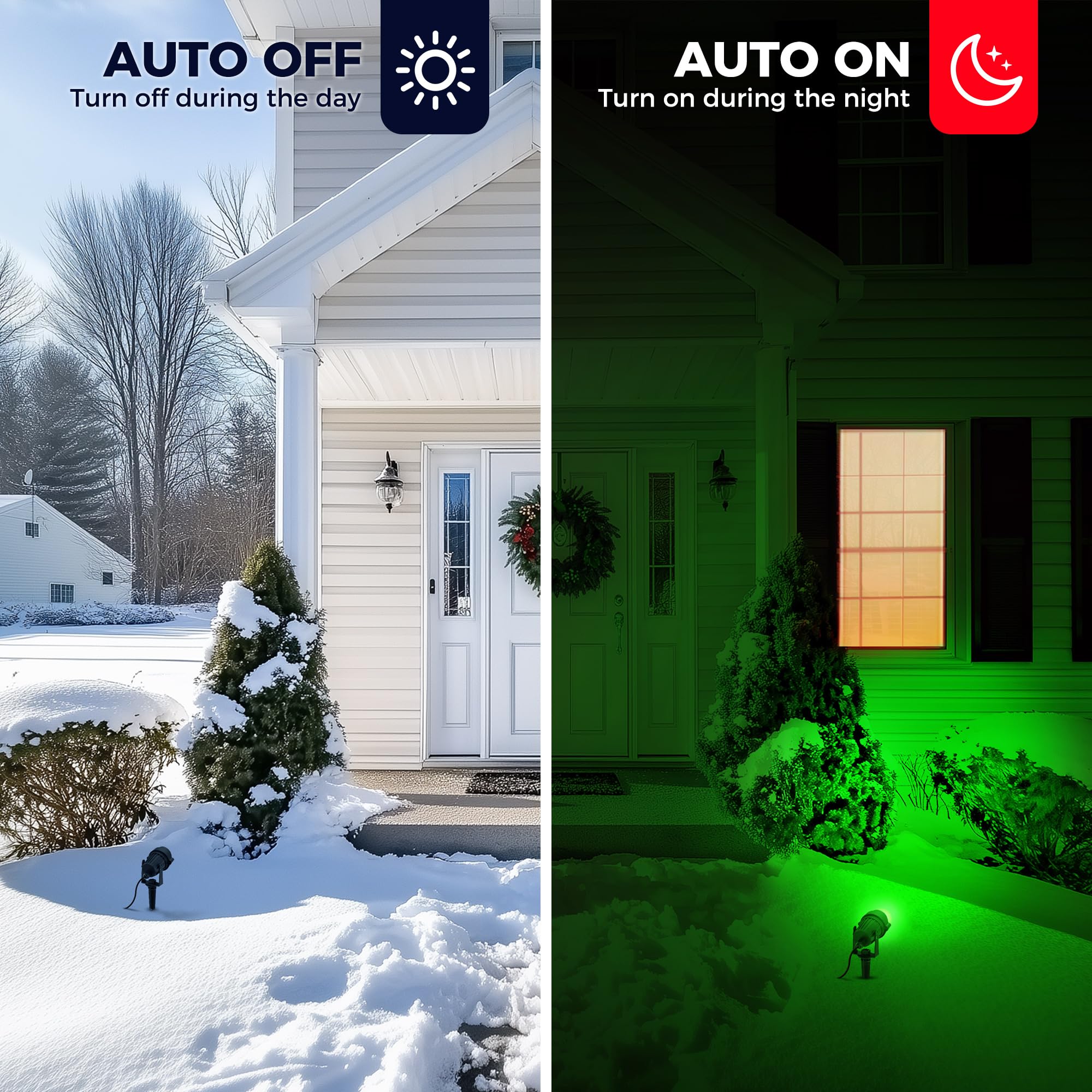 L Lohas Led Red And Green Christmas Spotlight Outdoor  Auto On/Off 5W Landscape Lighting  120V Ip66 Waterproof Spot Lights For Yard House Holiday Trees Decoration  Ul Listed  2 Pack