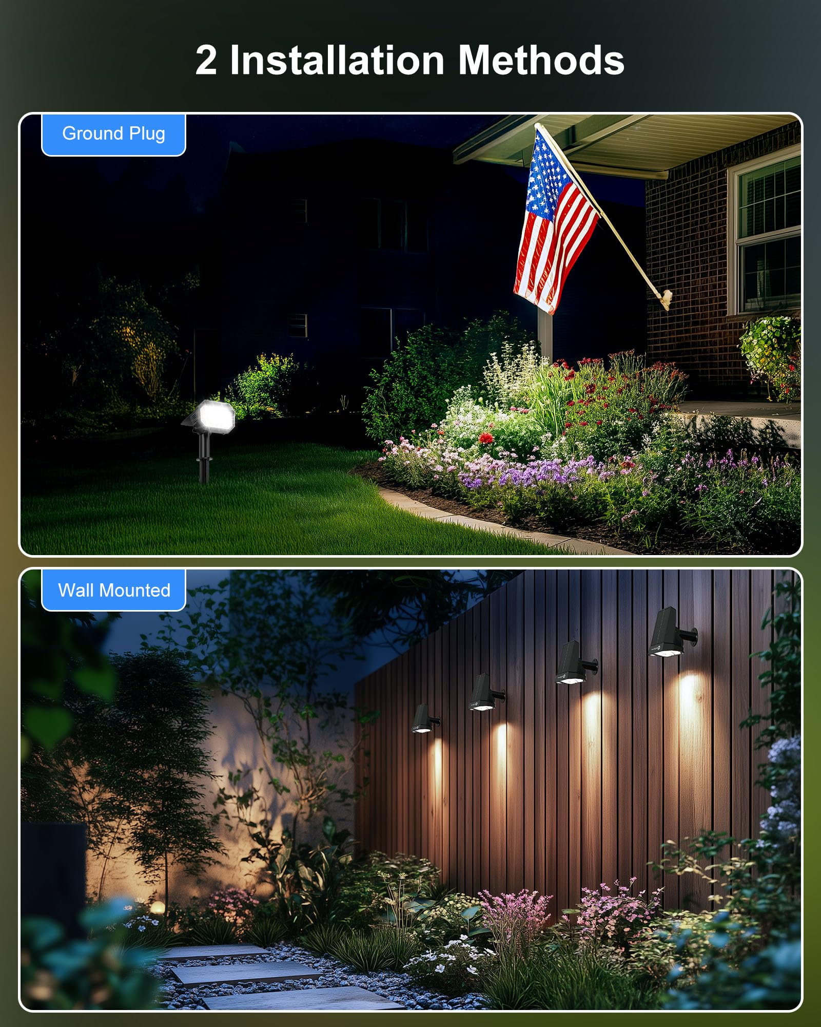 Brightown Solar Spot Lights Outdoor With 58 Led & Auto On/Off, Ip67 Solar Lights Outdoor With 3 Light Intensities. 2-In-1 Outdoo