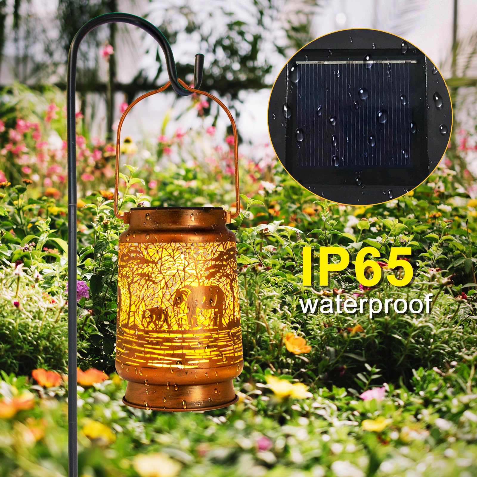 Solar Lanterns Outdoor Garden Decor  Gifts For Women  Mom  Grandma  Birthday  Thanksgiving  Decorative Waterproof Hanging Metal Led Light For Yard  Patio  Lawn  Landscape  Backyard (Elephant)