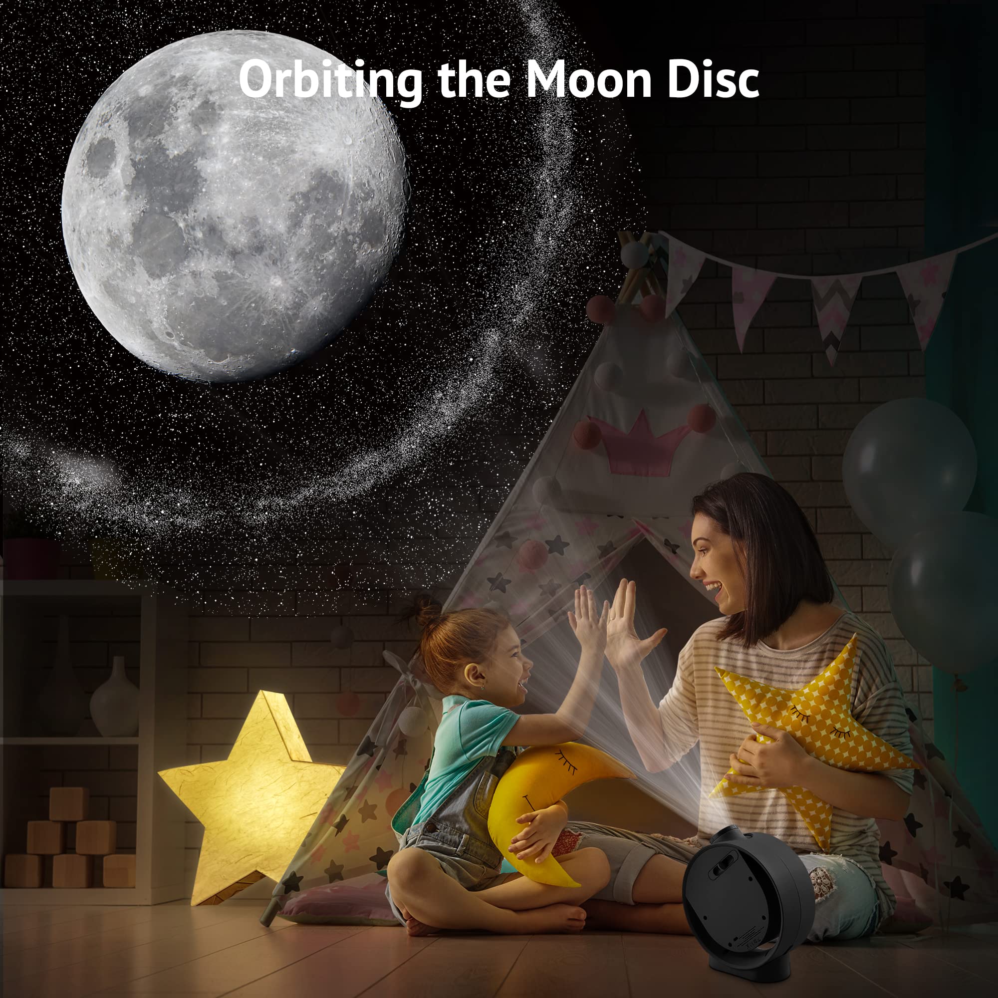 LaView Star Projector LV-X2-B - HD Galaxy Night Light with Remote, Black, 3-Level Silent Rotation, Includes 6K Replaceable Discs