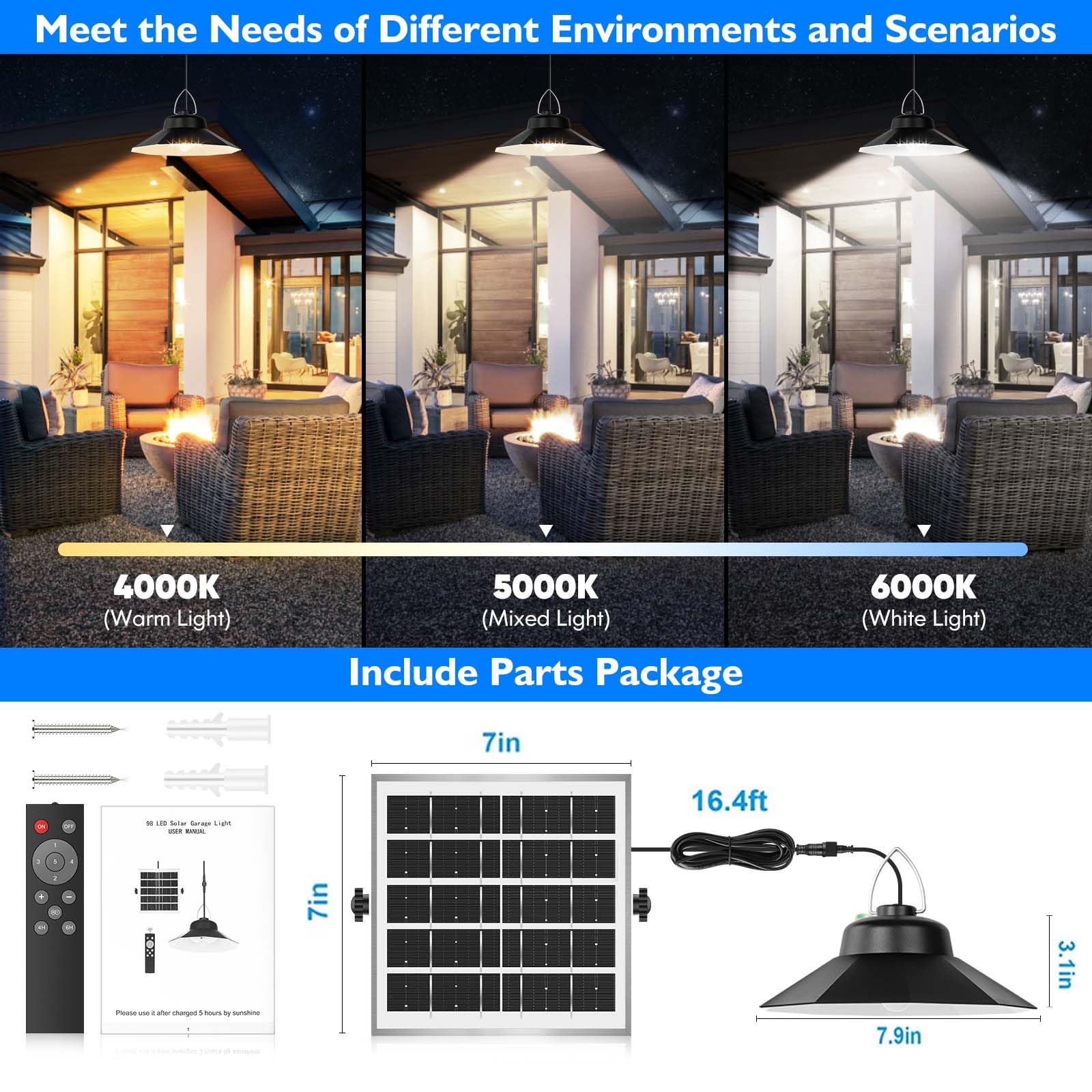 ONELEJA Solar Shed Lights Indoor Outdoor, Motion Sensor Solar Pendant Light with Remote Control,Upgraded 5 Lighting Modes 1200LM