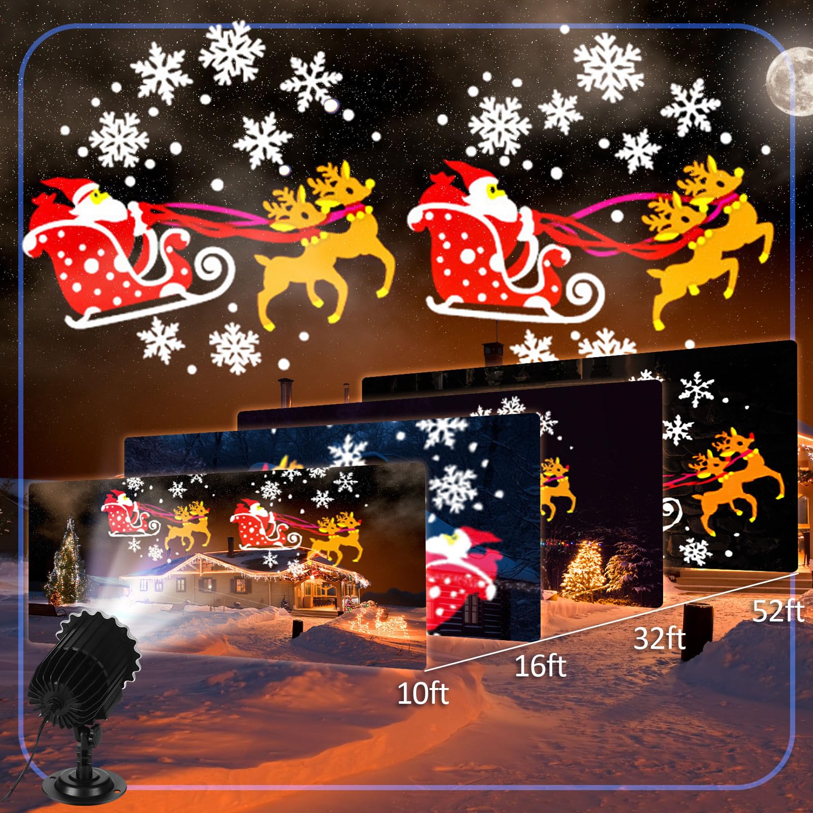 Lingvee Holiday Projector Light With Slides Led Projector Lights Outdoor Reflectors Waterproof Landscape Decorative Lighting Projection Lamp For Party(Santa Claus)