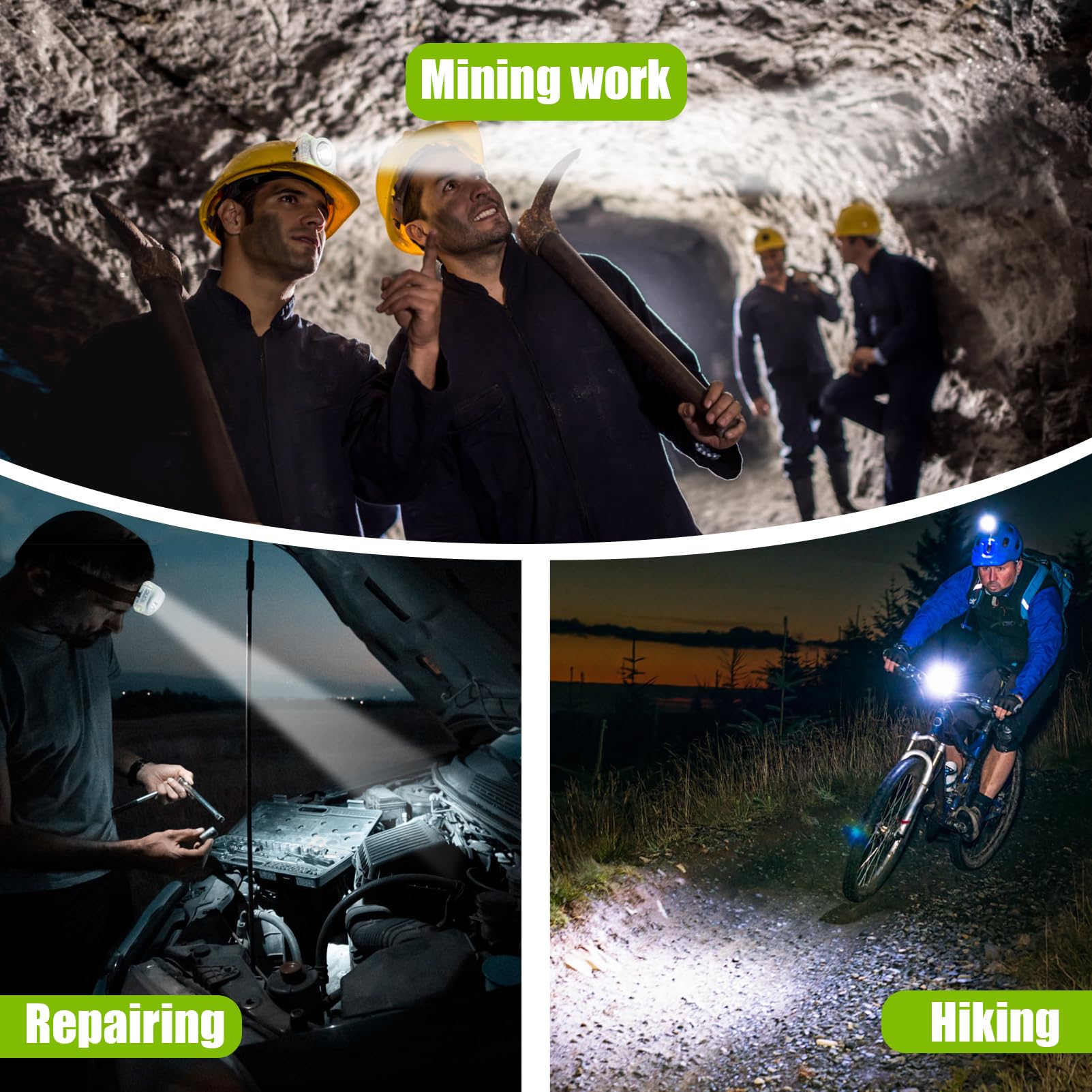 WEILAI Lamp-40A Rechargeable Hard Hat Miner Light - IP68 Waterproof Headlight for Mining & Outdoor Activities