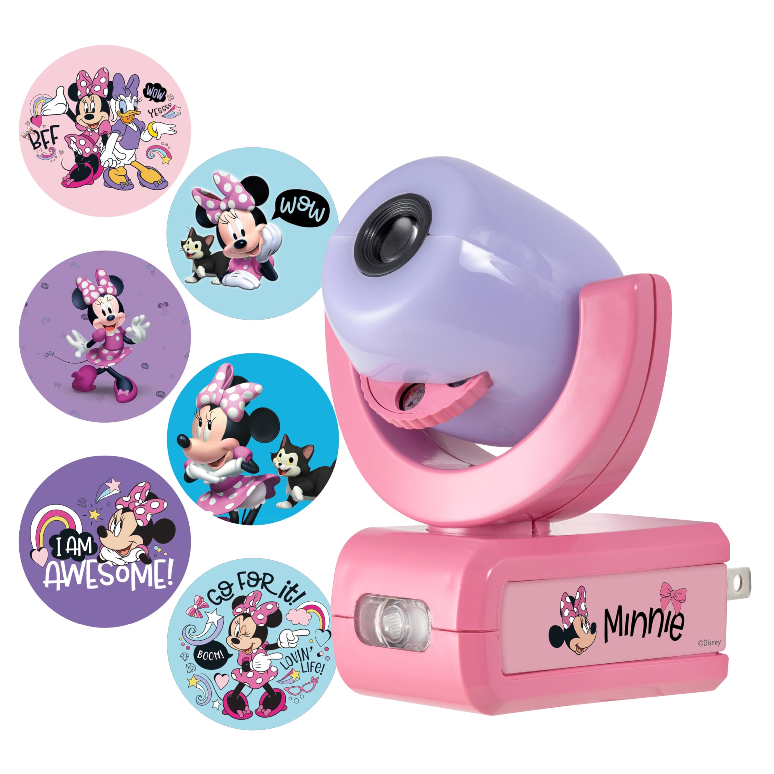 Projectables Disney Minnie Mouse LED Night Light Projector, 1 Pack, Purple/Pink, Model 57958
