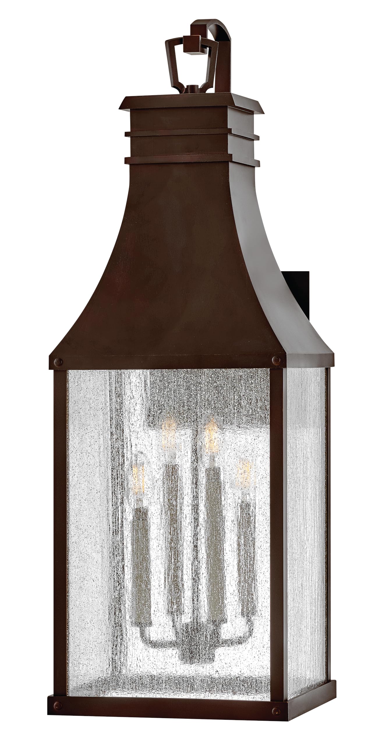 Hinkley Beacon Hill Extra Large Wall Mount Outdoor Lantern, Aluminum, Clear Seedy Glass, Old World Charm, Blackened Copper Finis