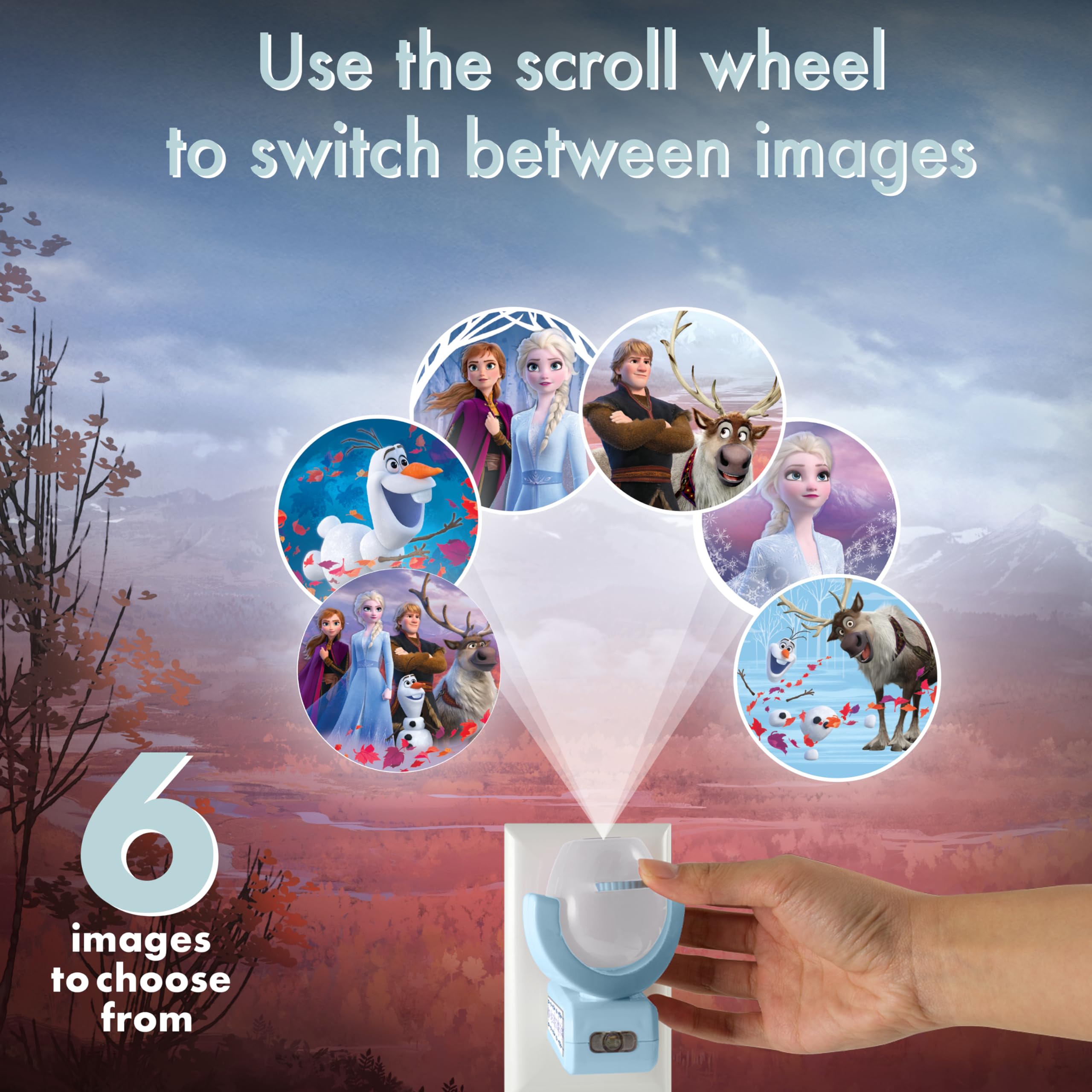 Projectables 45028 Disney Princess Led Girl 6-Image Night Light, 1 Pack, Blue Frozen Ii