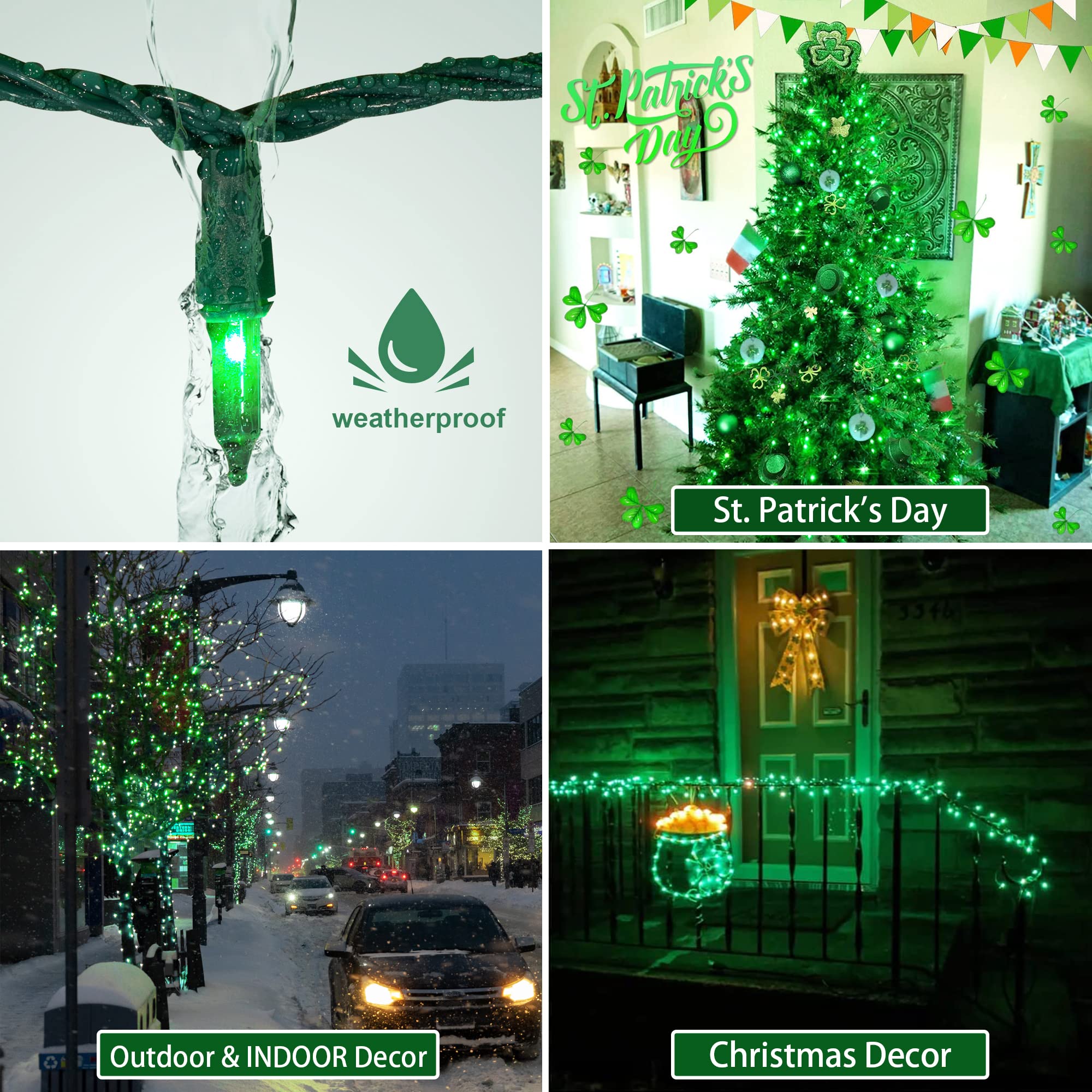 Hopolon 50 Count St. PatrickS Day Mini Lights - 13Ft Green Wire, Copper, Indoor/Outdoor Holiday Decor (2 Pack)
