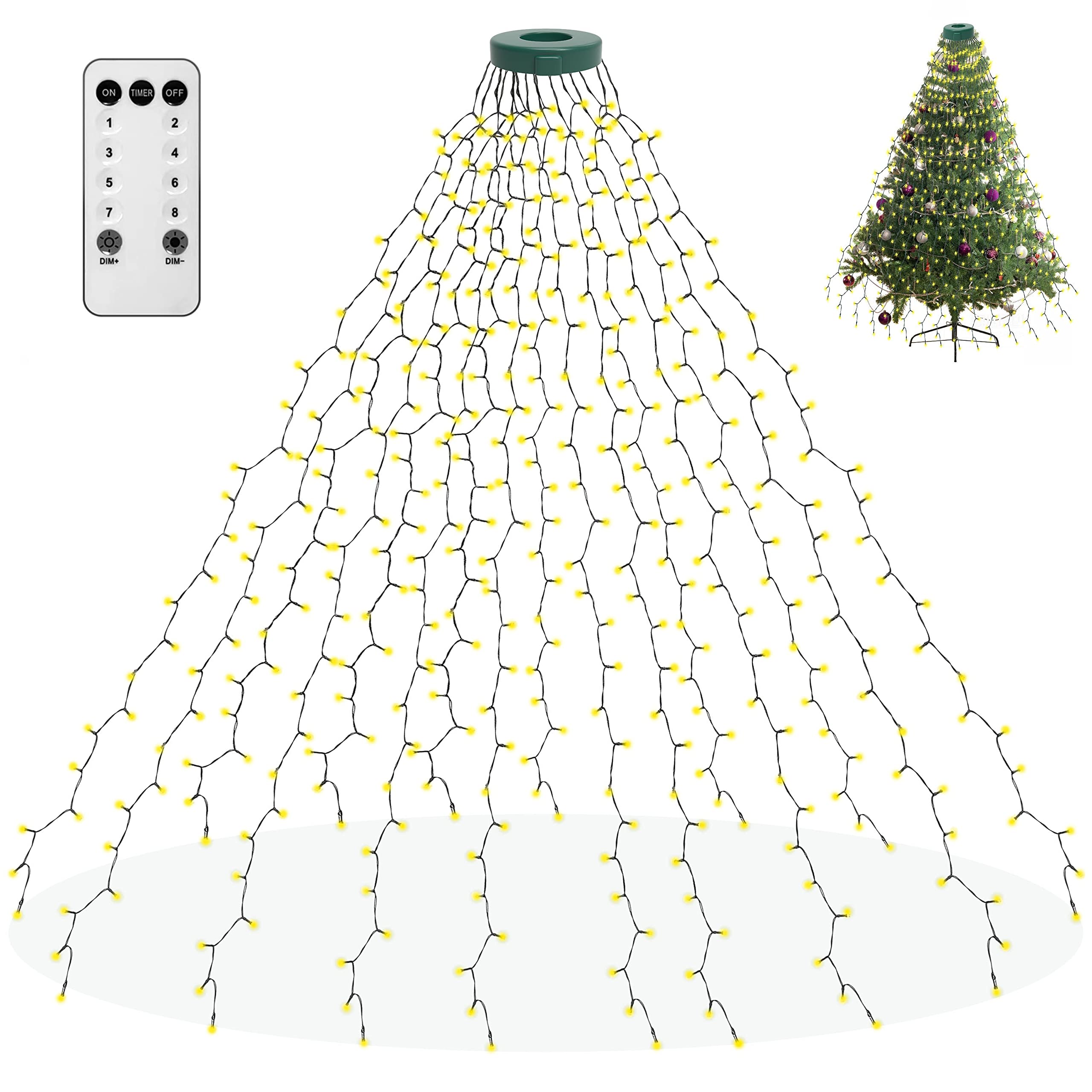 aneeway Christmas Tree Lights, 400 LED, 8 Light Modes, Remote Control, 6.6FT x 16, Warm White, Model SW-LSL-02-400