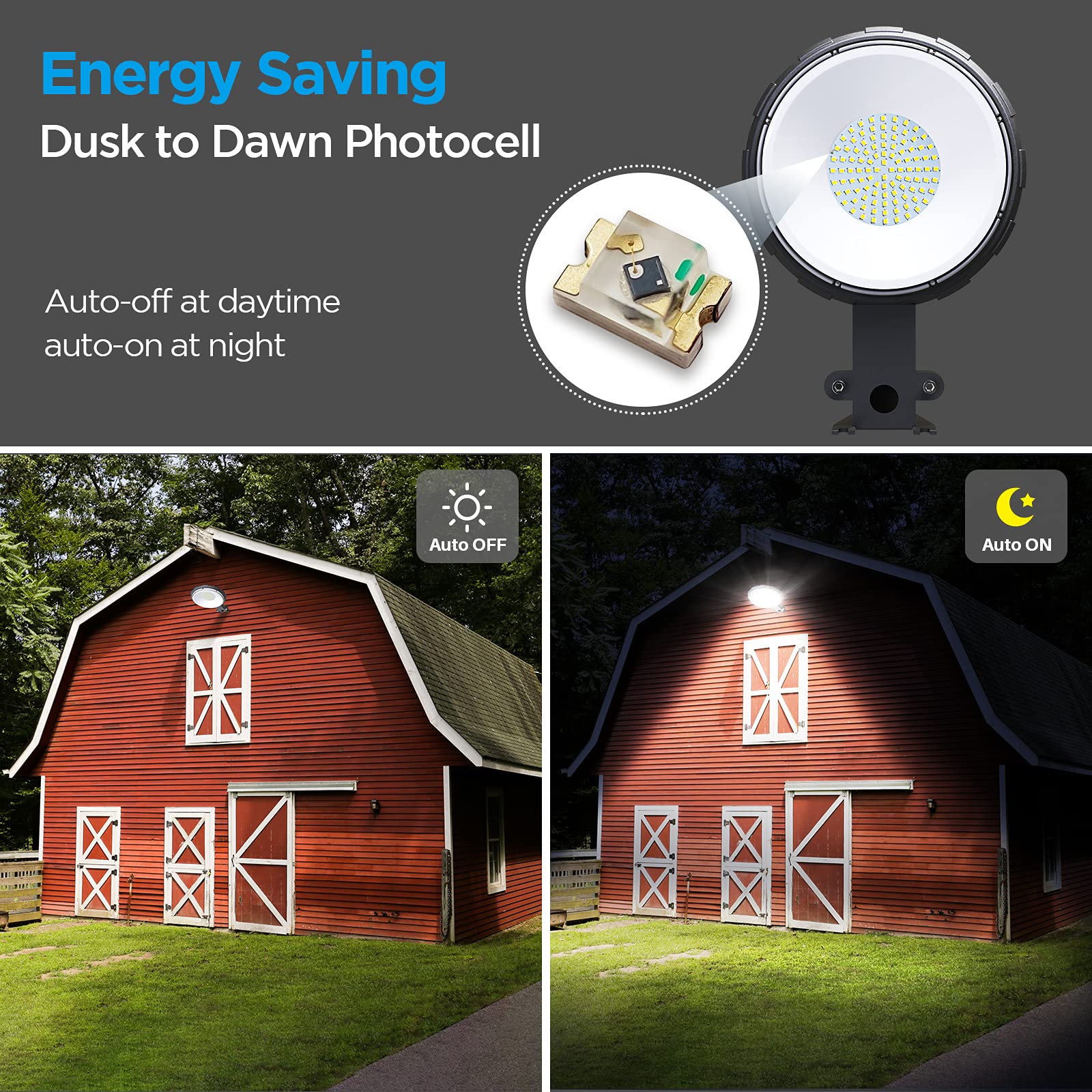 deerdance LED Barn Light - 80W 10000LM Dusk to Dawn Outdoor Lighting, 5000K Daylight, IP65 Waterproof for Farmhouse, Garage, Yard