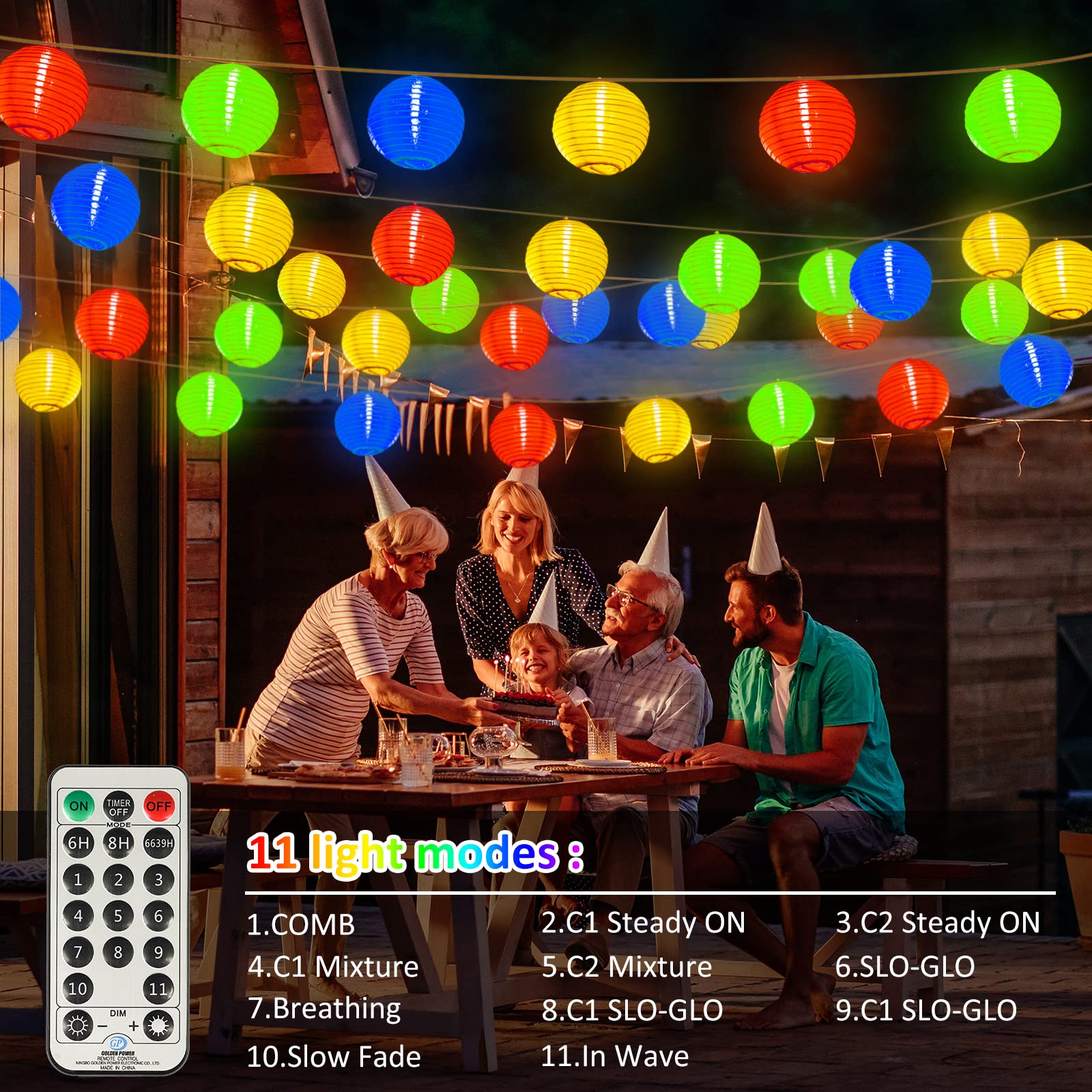 Starryever 40Ft Outdoor String Lights, 40 Led Warm White & Rgb, Waterproof With Remote Timer