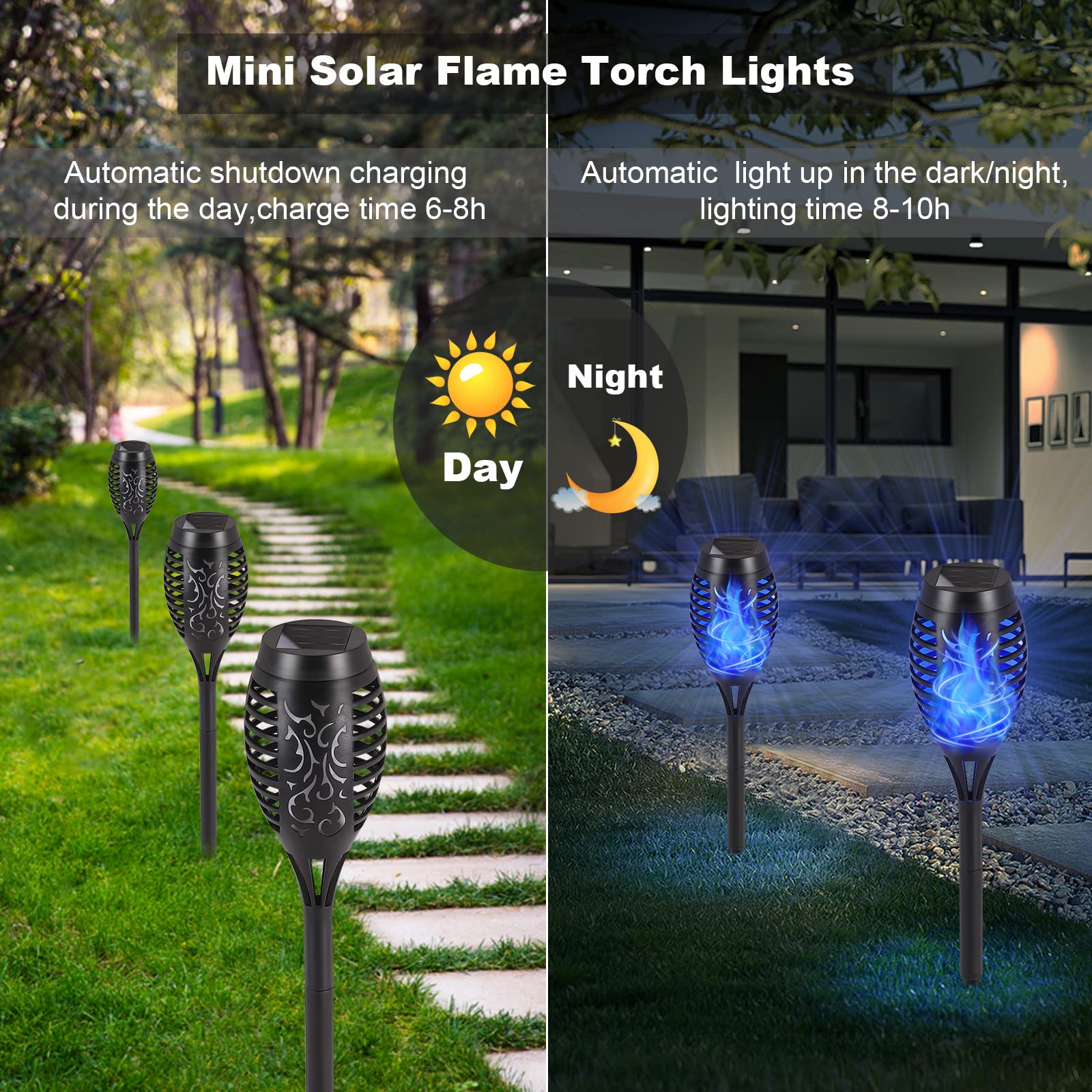 Ridalux Solar Lights Outdoor, 12Pack Solar Torch Light With Flickering Flame For Garden Decor, Waterproof Outdoor Lighting Lands