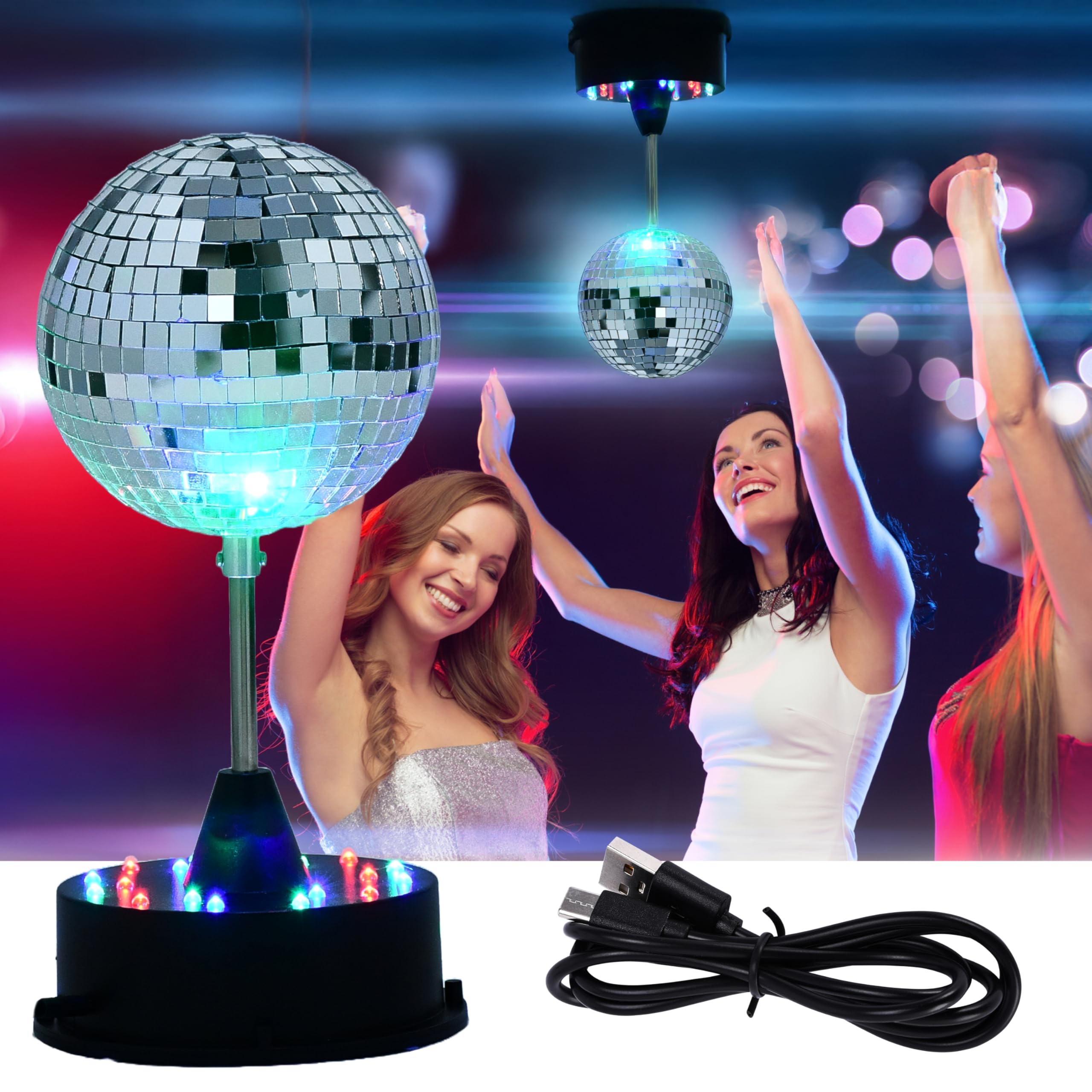 Light Autumn Rotating Disco Ball Lights - Rotating Mini Disco Ball with Hanging LED - Battery Operated Versatile Dancing Lightin