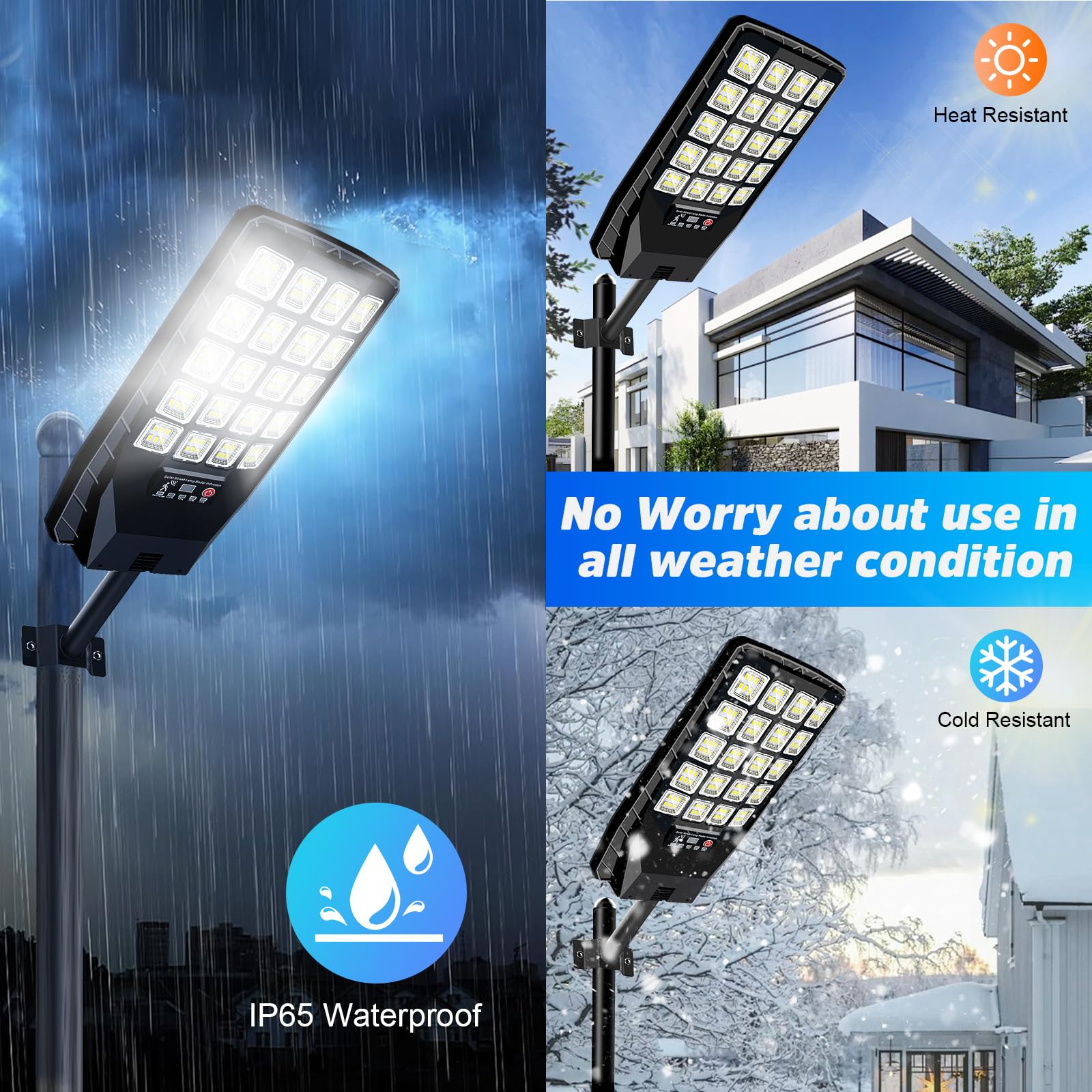 JWT Solar Street Lights - 2 Pack Waterproof Flood Light with Motion Sensor & Remote Control, 6500K, Black, Model JX-177-2