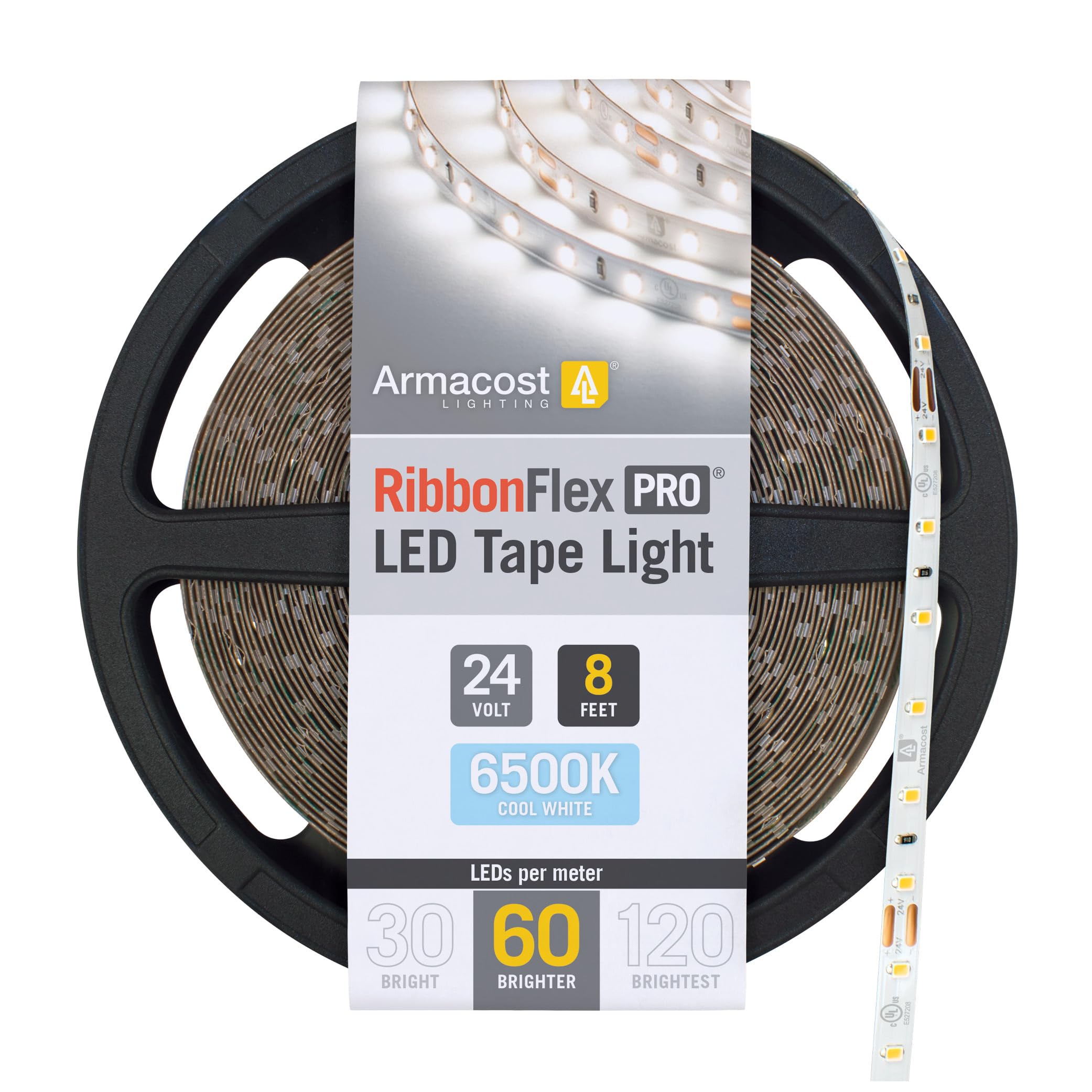 Armacost Lighting RibbonFlex Pro LED Tape Light, Daylight (6500K), 60LEDs/M, 8.2' (2.5M) 24V, 185211
