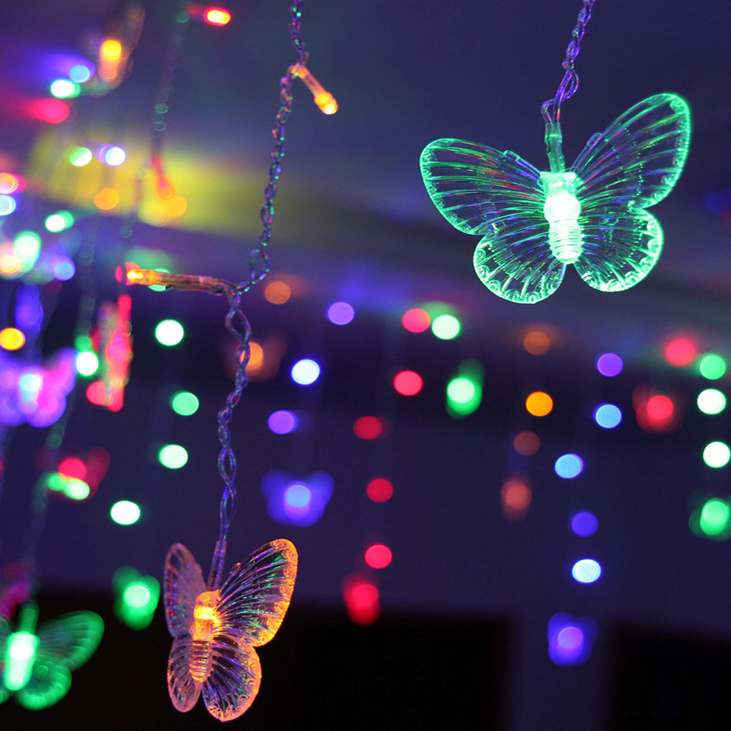 Decorman Butterfly Curtain Lights, 13Ft 96 Led Usb Window Fairy Lights 16 Butterflies 8 Modes Firefly Twinkle Timer String Lights With Remote For Room Bedroom Wall Ceiling Party Wedding Christmas