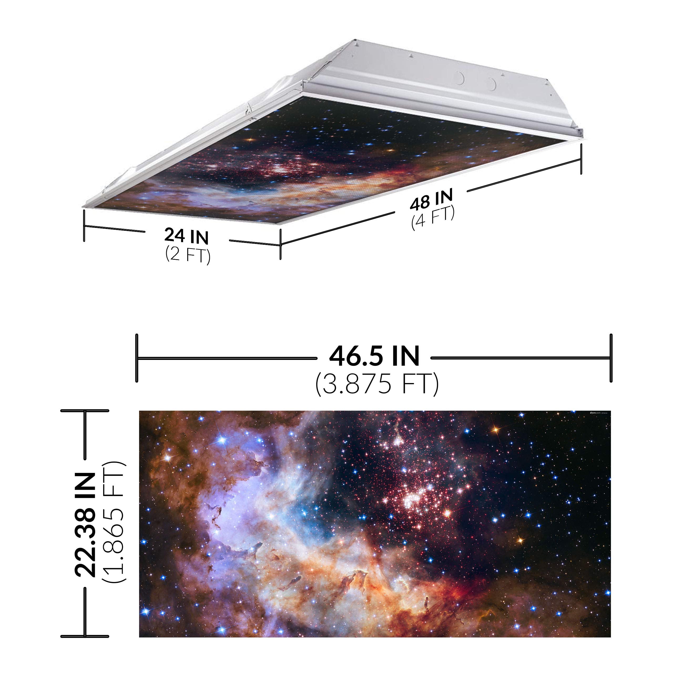 OCTO LIGHTS Fluorescent Light Cover Backlit Film Insert 2x4 (22.38inx46.5in) Westerlund 2 Star Cluster Model 018