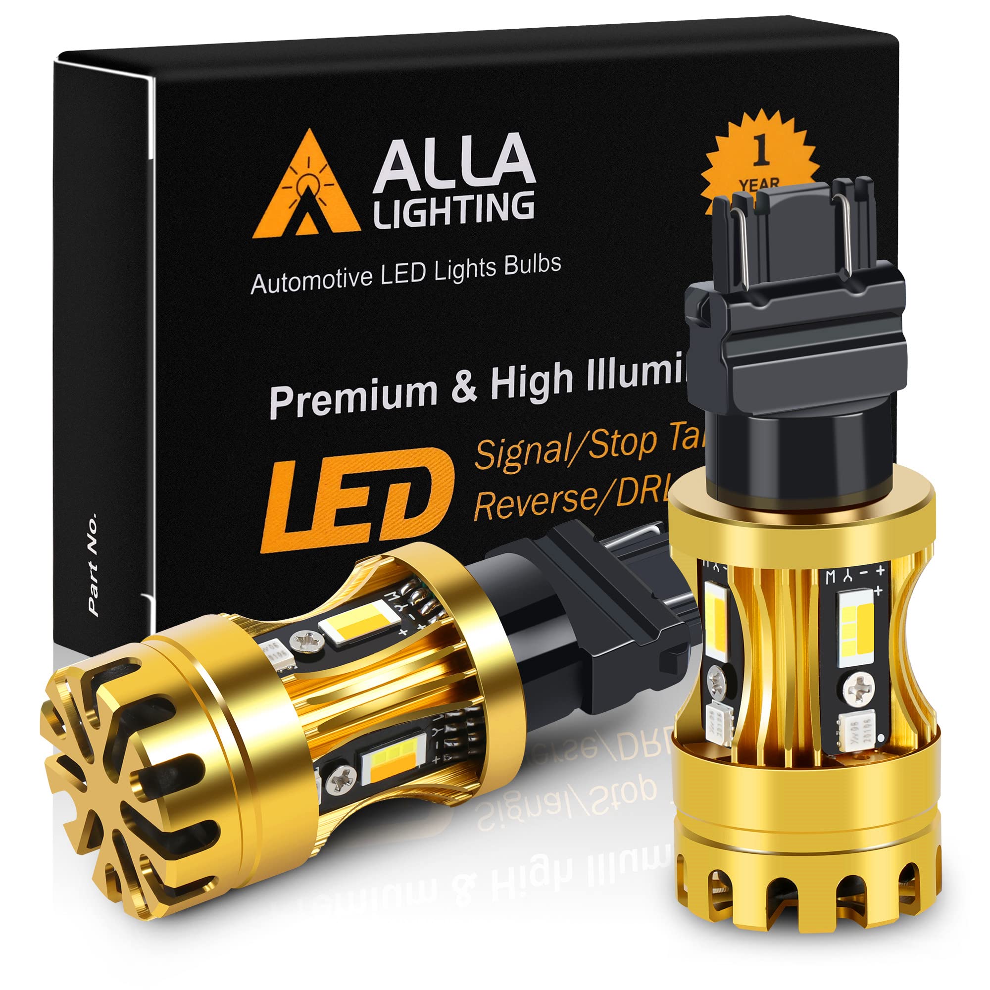 Alla Lighting 3457 4157 3157 Switchback Led Bulbs, Dual-Color Amber Yellow Turn Signal Lights/6000K White Parking Light/Drl 3157