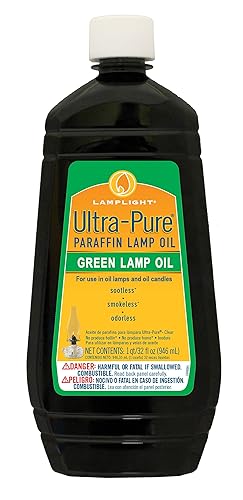 Lamplight ¼ Gallon (32 Oz) Ultra-Pure Lamp Oil Green - Liquid Paraffin Oil For Indoor Use, Sootless, Smokeless And Odorless, Emergency Kit Green