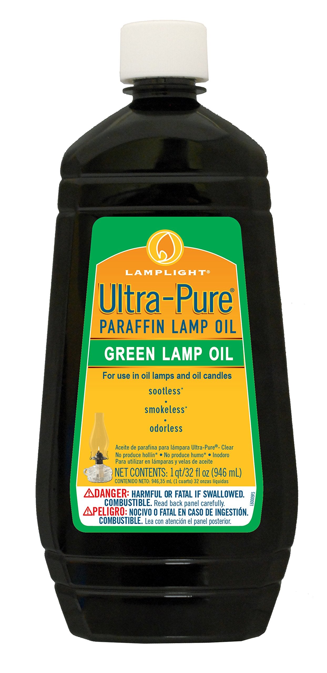 Lamplight ¼ Gallon (32 Oz) Ultra-Pure Lamp Oil Green - Liquid Paraffin Oil For Indoor Use, Sootless, Smokeless And Odorless, Emergency Kit Green