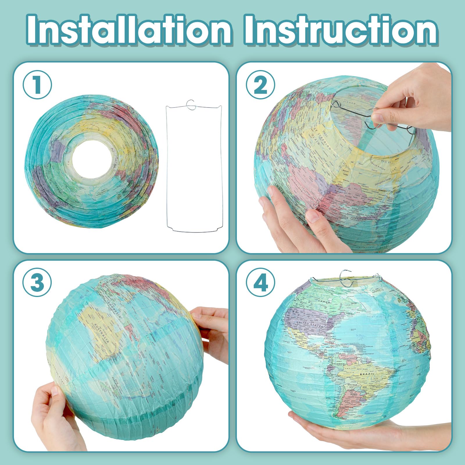 Retisee 12 Pcs 10 Inch Around The World Decorations Globe Hanging Paper Lantern Travel Themed Party Decor World Map Classroom Earth Day Decorations For Home Earth Theme Party Decor