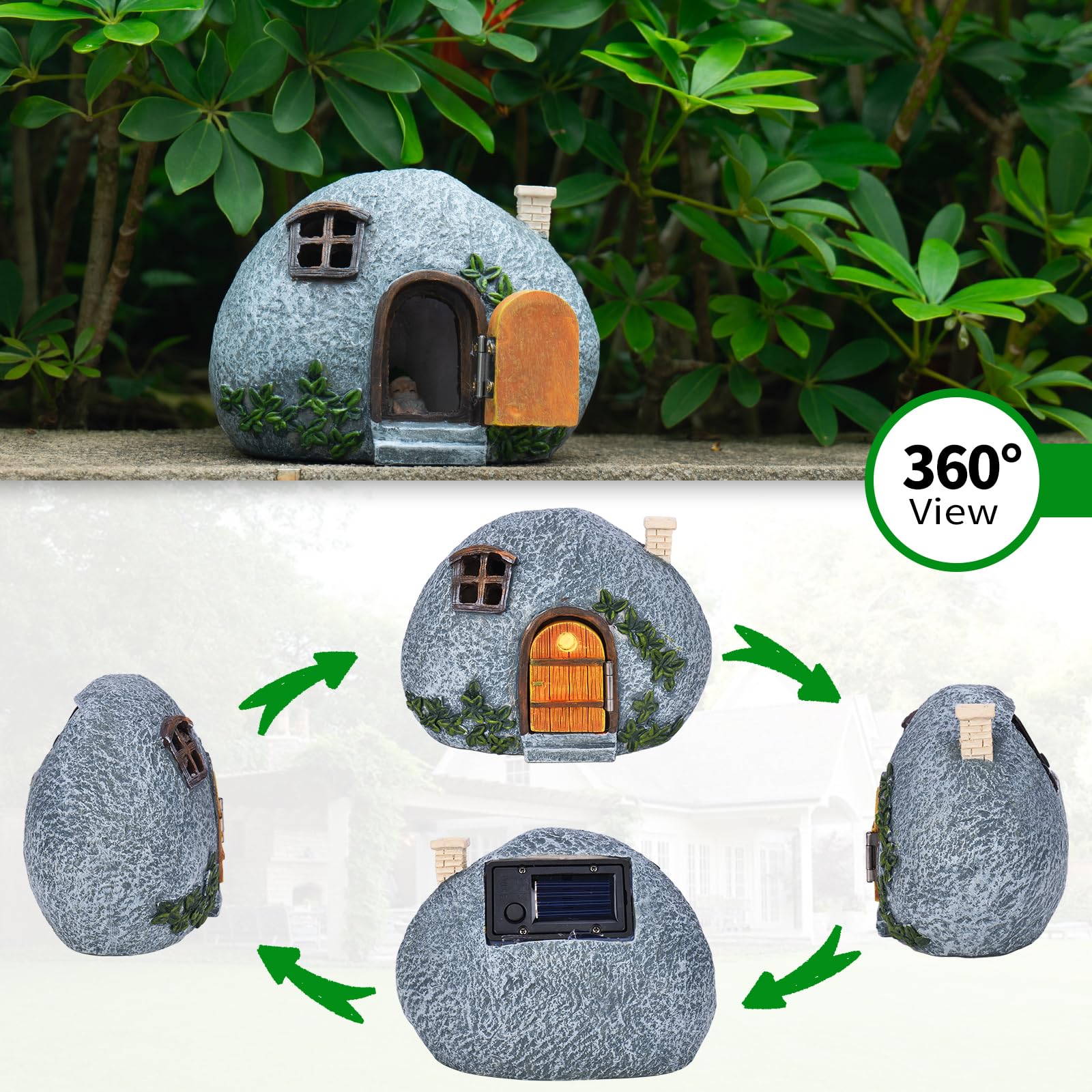 Mopha Funny Gnome Garden Statues - Colorful Solar Powered Resin Patio Decor