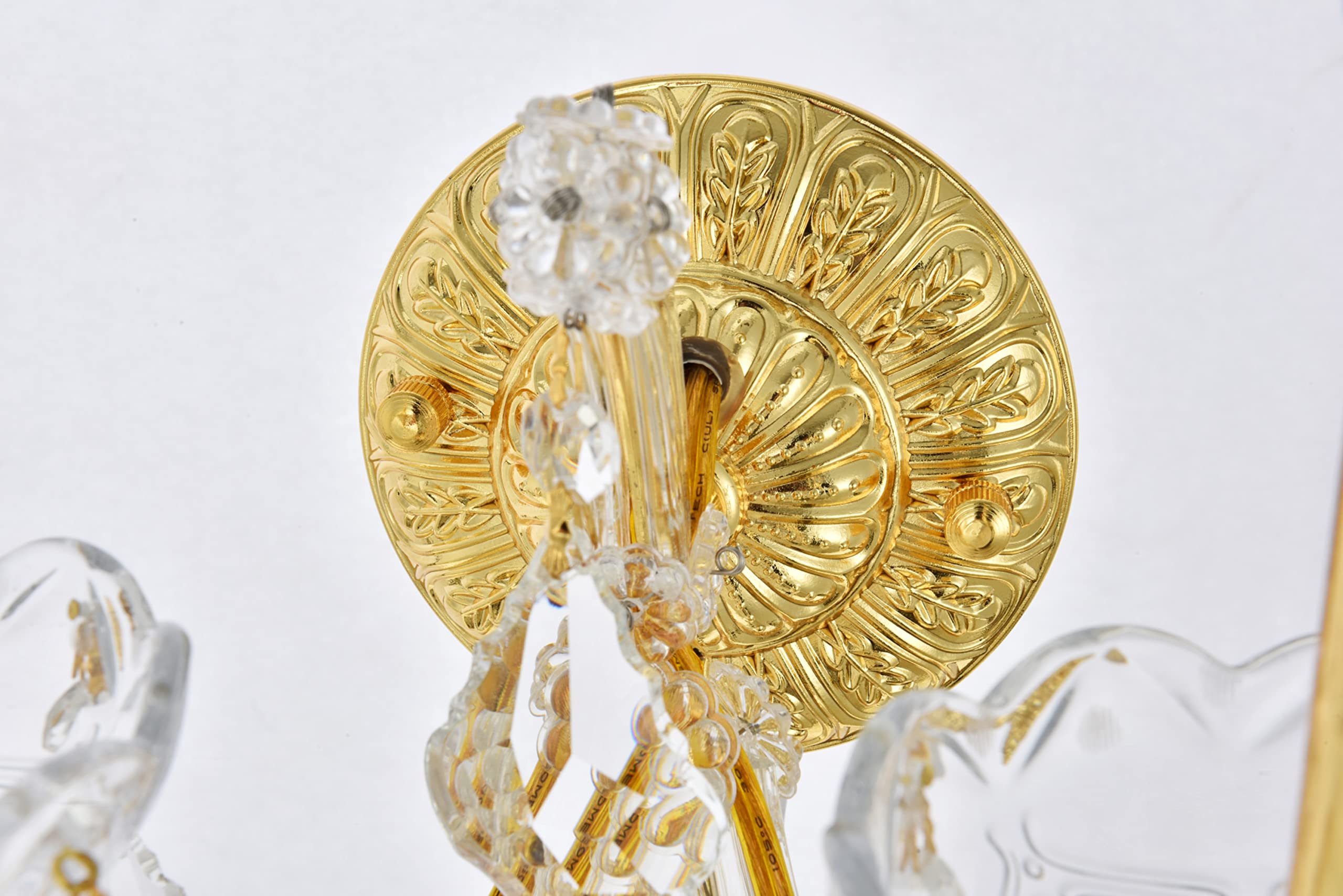 Elegant Lighting 2800W2G/RC Maria Theresa 16-Inch High 2-Light Wall Sconce, Gold Finish with Crystal (Clear) Royal Cut RC Crysta