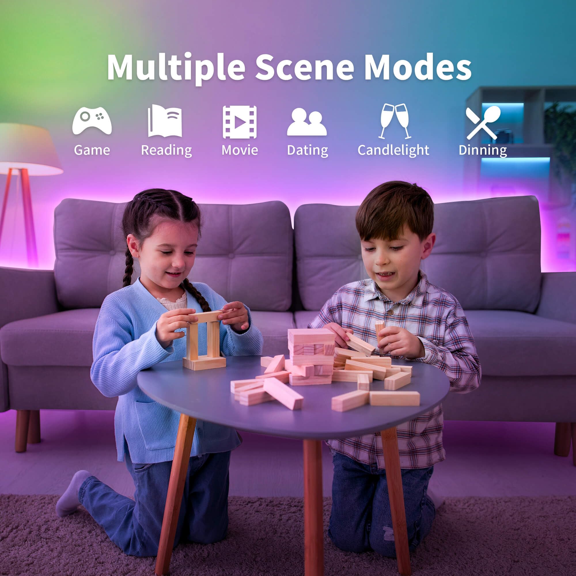 GIDERWEL Smart RGBWW LED Light Strip Kit, ZigBee Dimmable, Plastic, RGBW, Ambiance Lighting