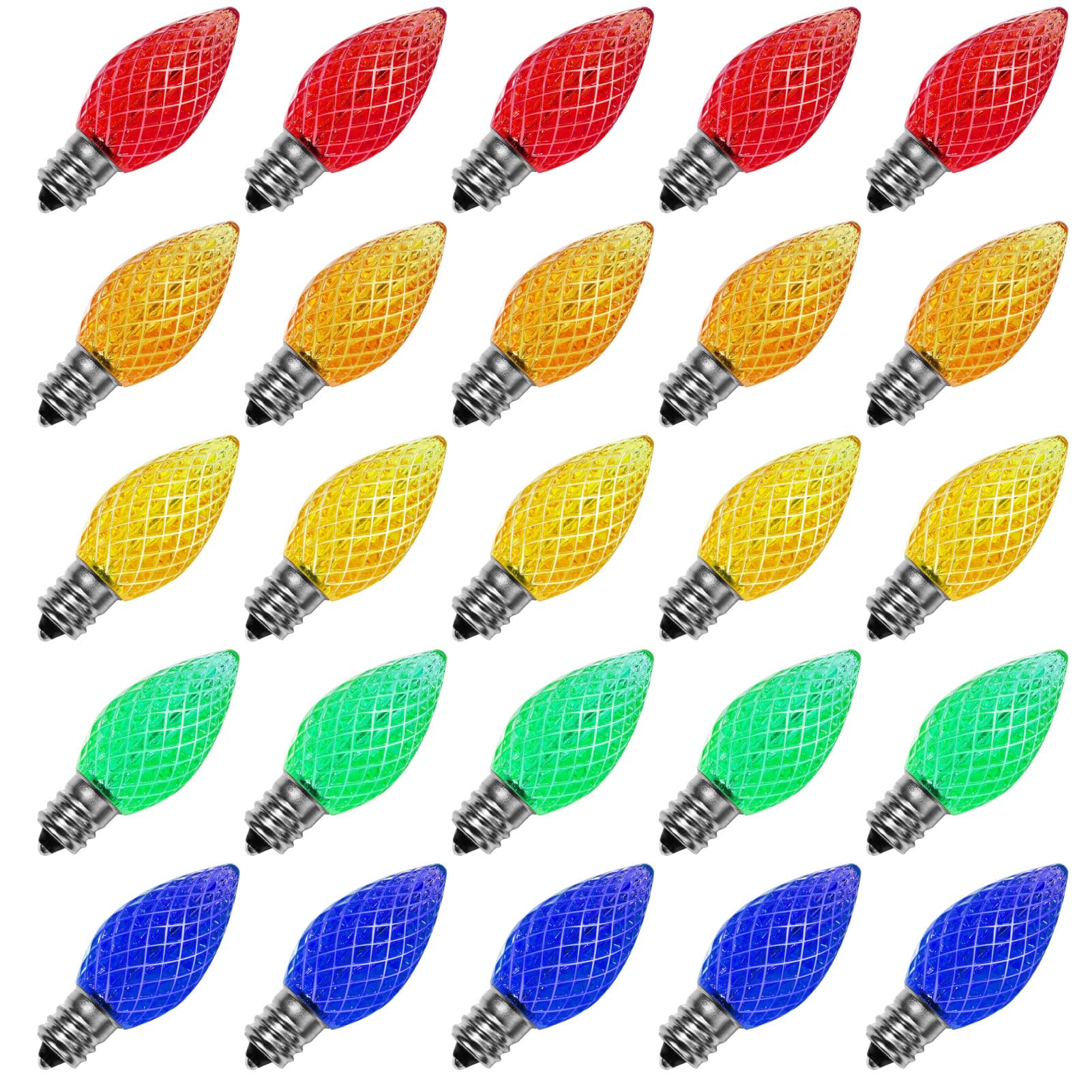 Meconard C7 Led Replacement Christmas Light Bulbs, C7 Shatterproof Led Bulbs For Christmas Indoor Outdoor String Lights, E12 Can