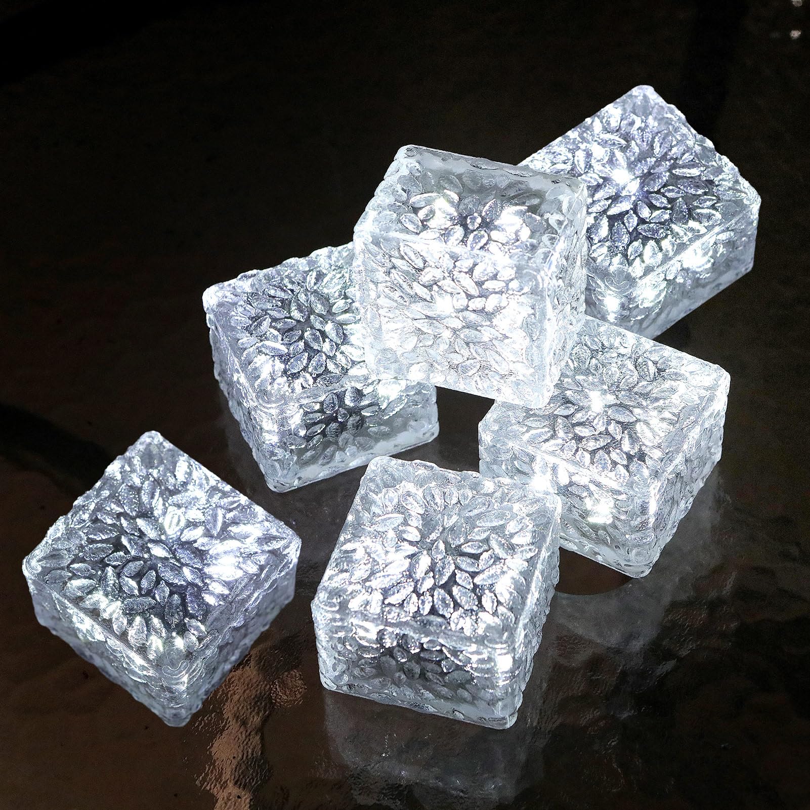 JKIMK Solar Brick Lights - Waterproof Outdoor Decor - 6 Packs - White - Model XBZ-333