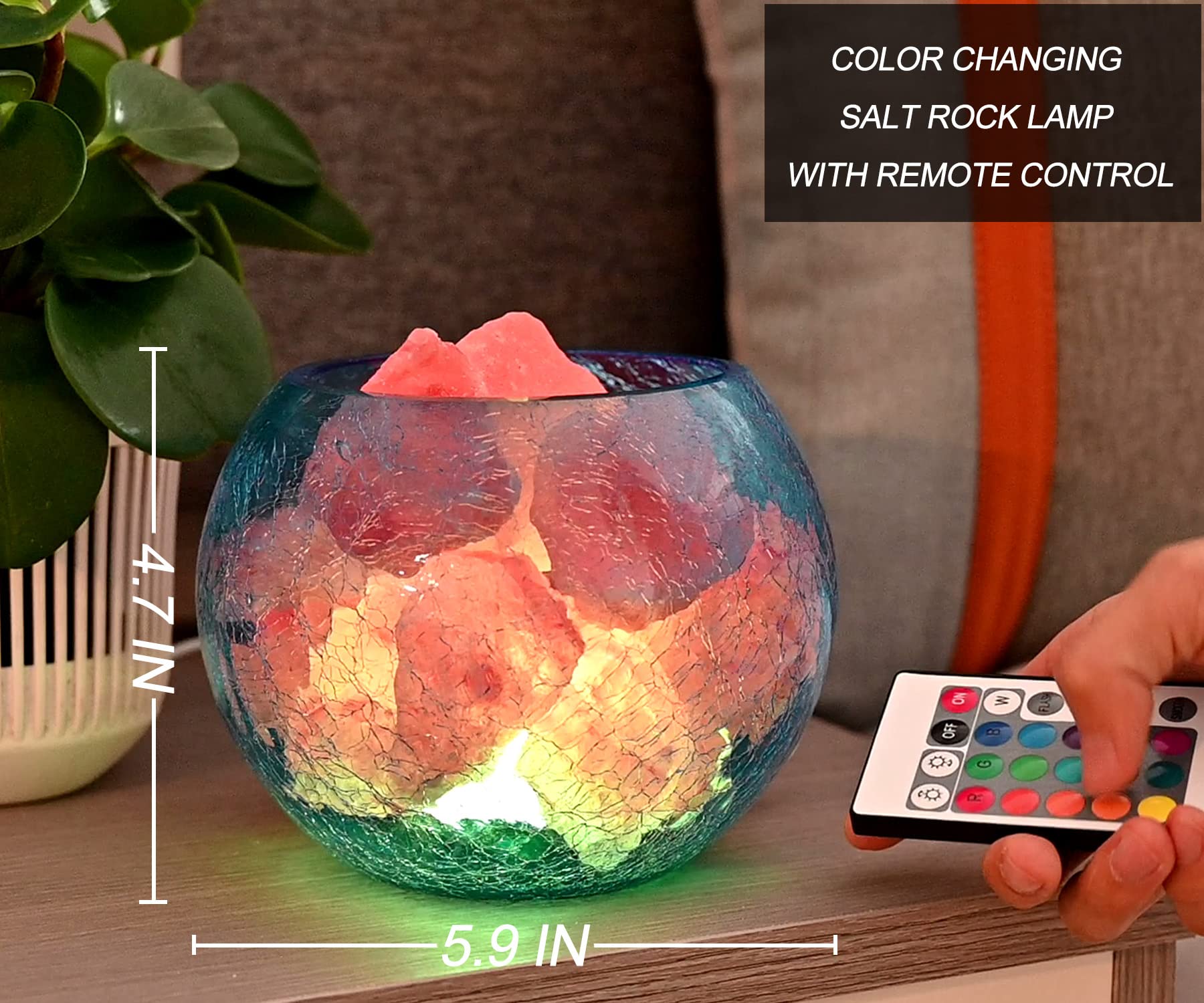 V.C.Formark Usb Himalayan Salt Lamp With Remote, 16 Colors, Home Deco, Yoga, Office Gift