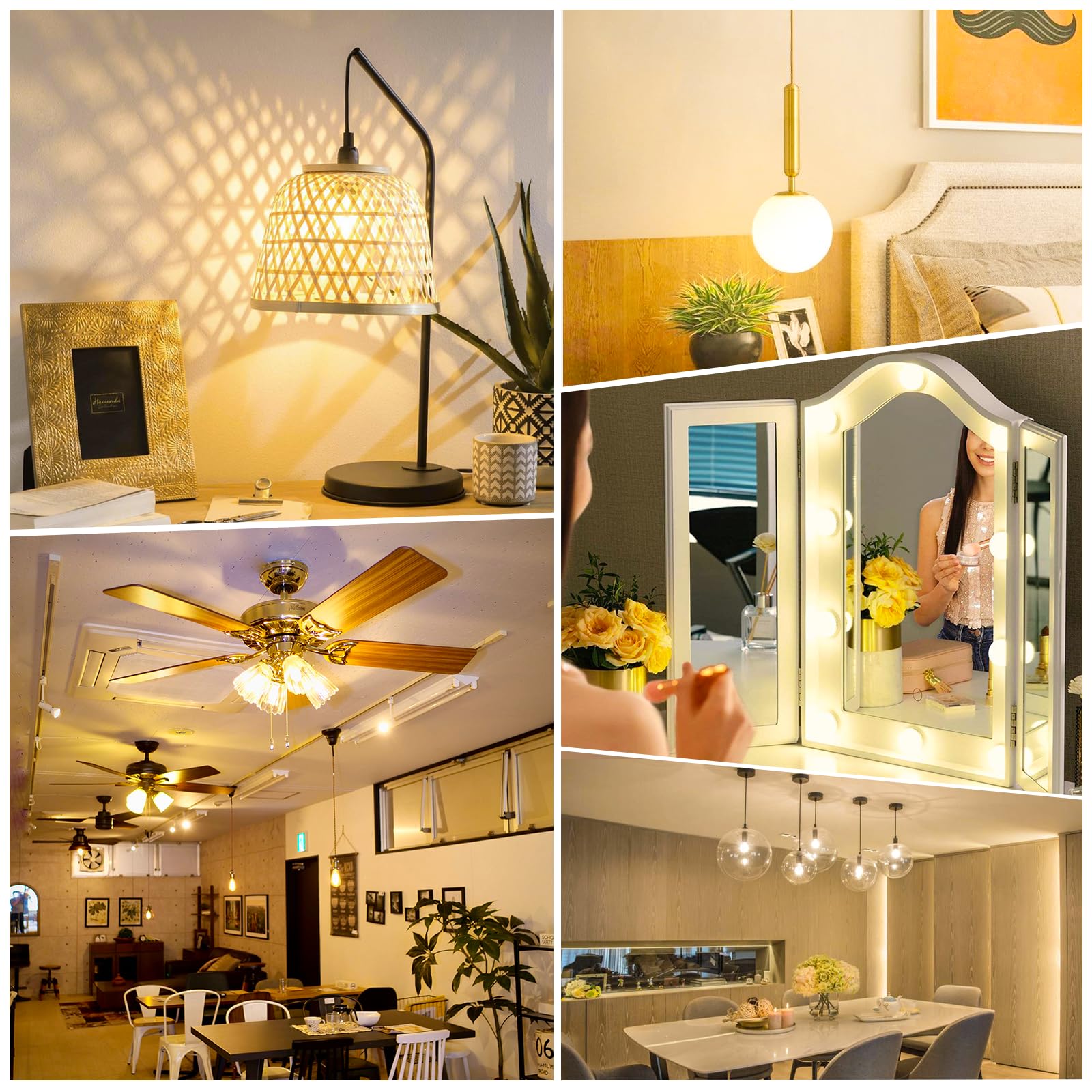 Maxvolador E12 Led 60W Equivalent Soft White 3000K Ceiling Fan Bulbs, 600Lm Cri 85+ Small Base Candelabra Bulbs, 6W Non-Dimmable, Pack Of 6