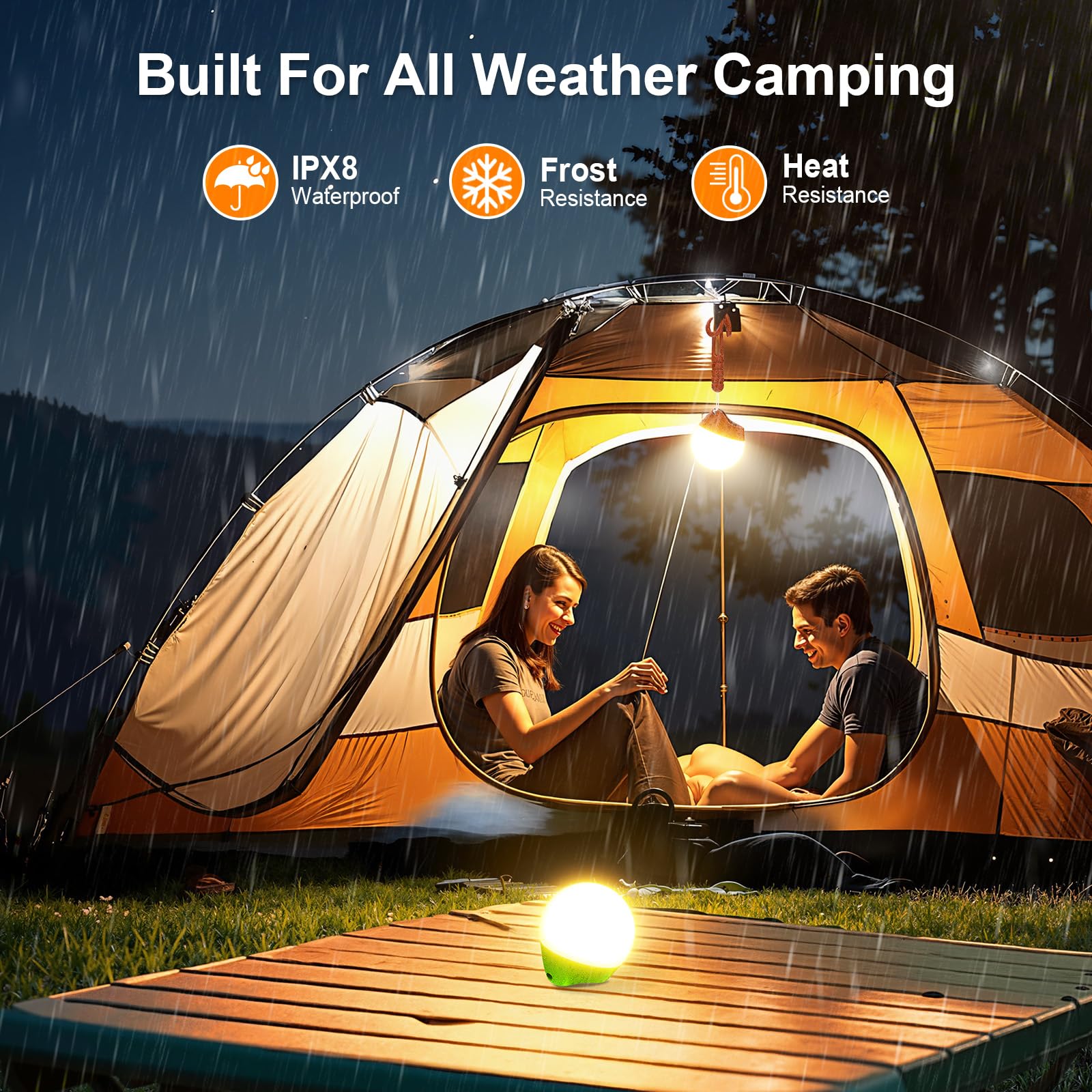 LETMY Rechargeable Camping Lanterns, 4 Pack, 150LM LED, Waterproof, Lightweight 20g, Dark Color, Model SCL005