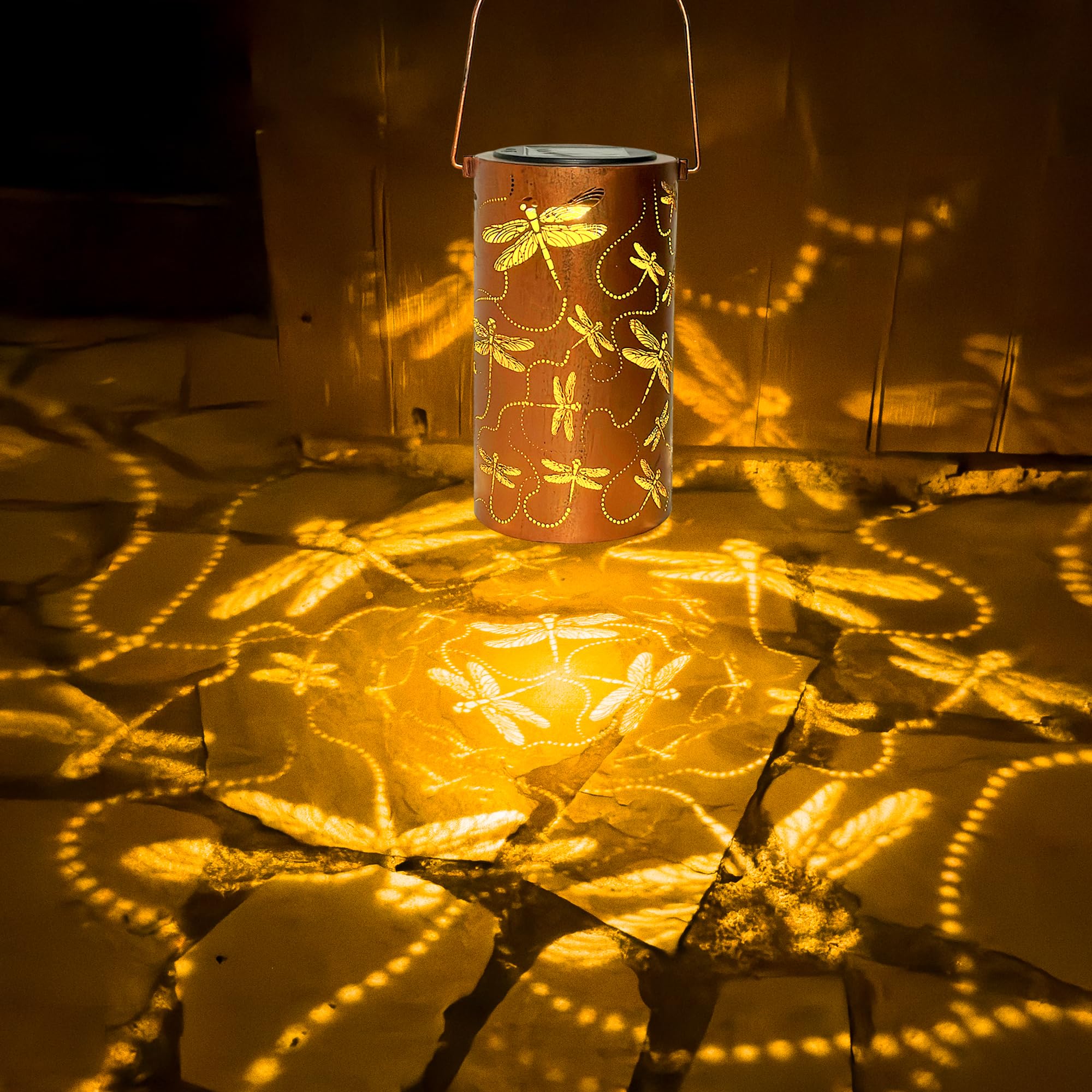 Anytalk Dragonfly Solar Lantern - Waterproof Hanging Lights For Outdoor Patio & Garden Decor