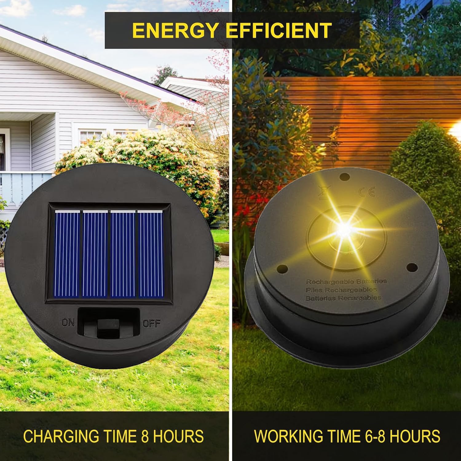 Solar Light Replacement Top Parts 6 Pack(Top Size 3.31 Inch,Bottom Size 2.83 Inch),7 Lumens Lantern Lids Waterproof Replacement