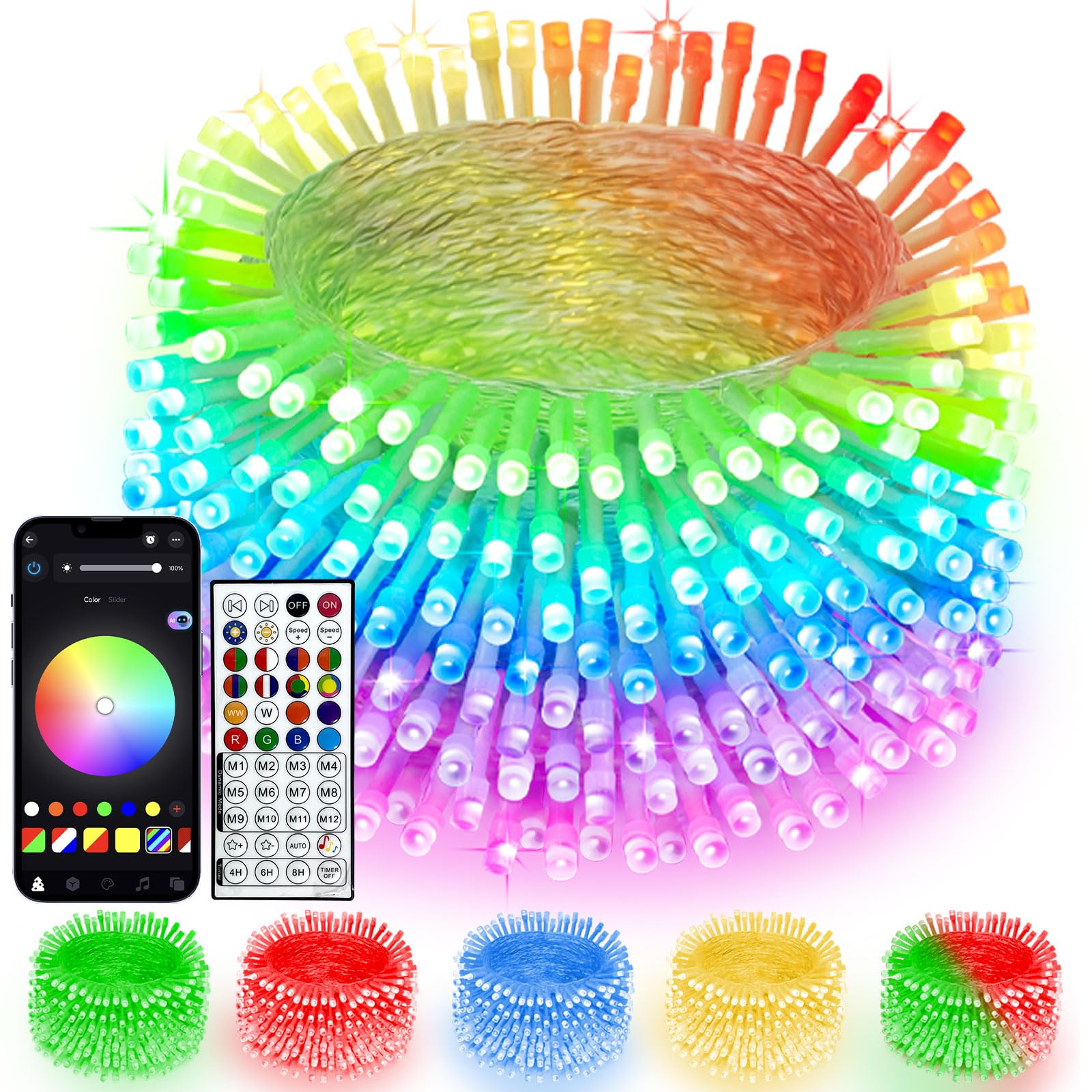 Smart Color Changing Christmas Lights With Remote & App Control  66 Ft 200 Led Rgb String Lights With Timer  Music Sync Multiple Modes Twinkle Christmas Tree Light Waterproof Indoor Outdoor Xmas Decor