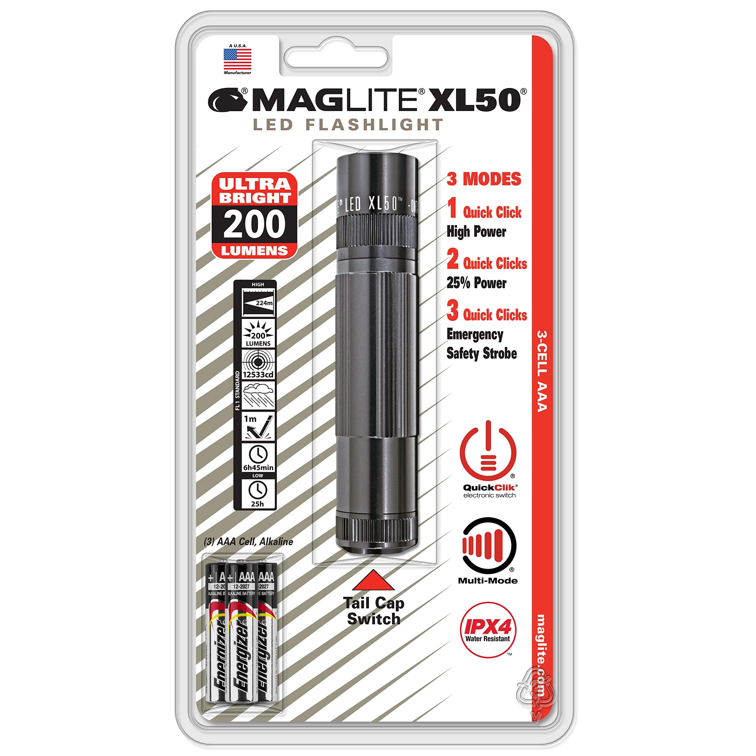 Maglite Xl50-S3096Maglite Xl50 Led 3-Cell Aaa Flashlight, Gray