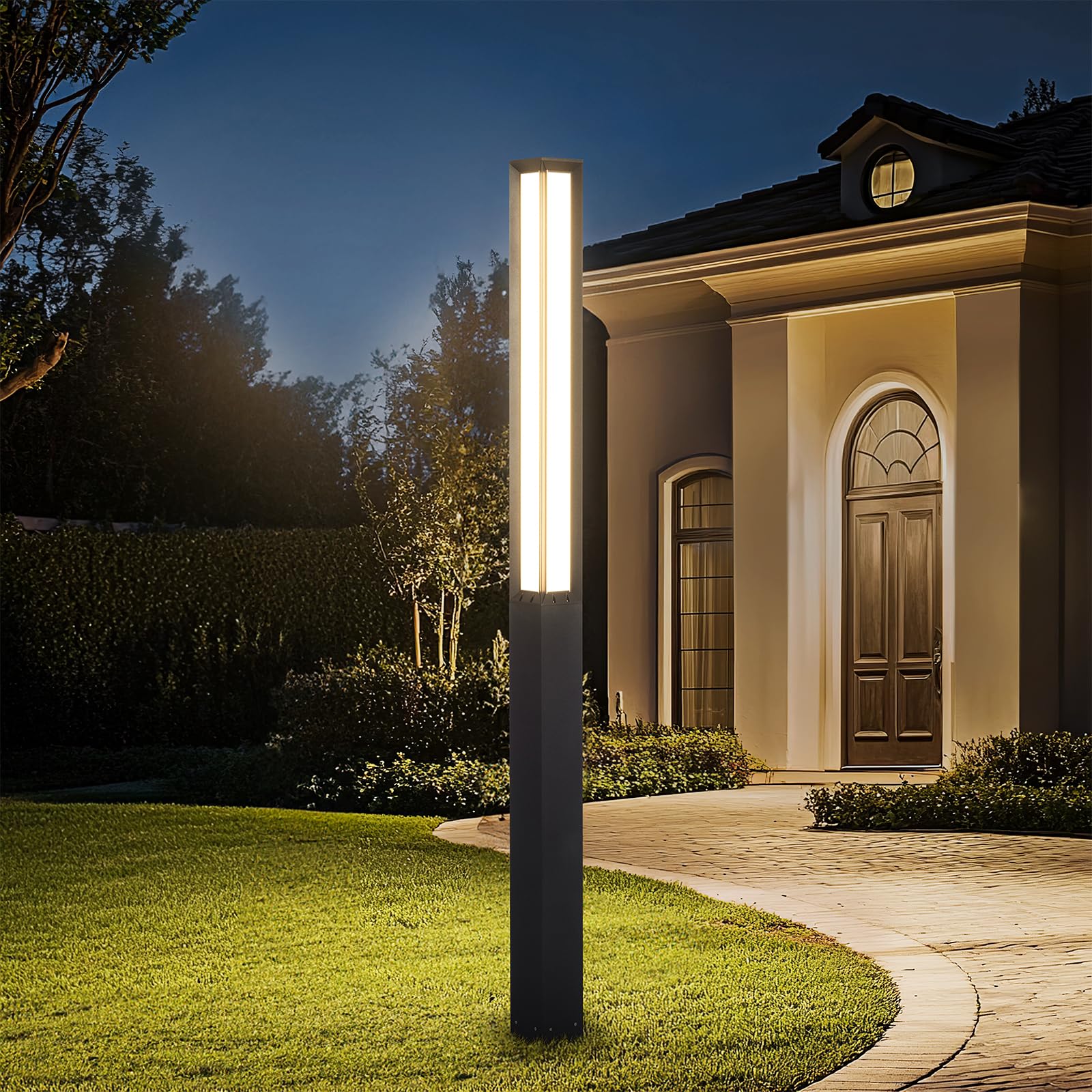 Linkmoon Landscape Path Light  92 Modern Outdoor LED Elegant Bollard Lighting with IP65 Waterproof for Lawn Courtyard Driveway Pathway Decoration
