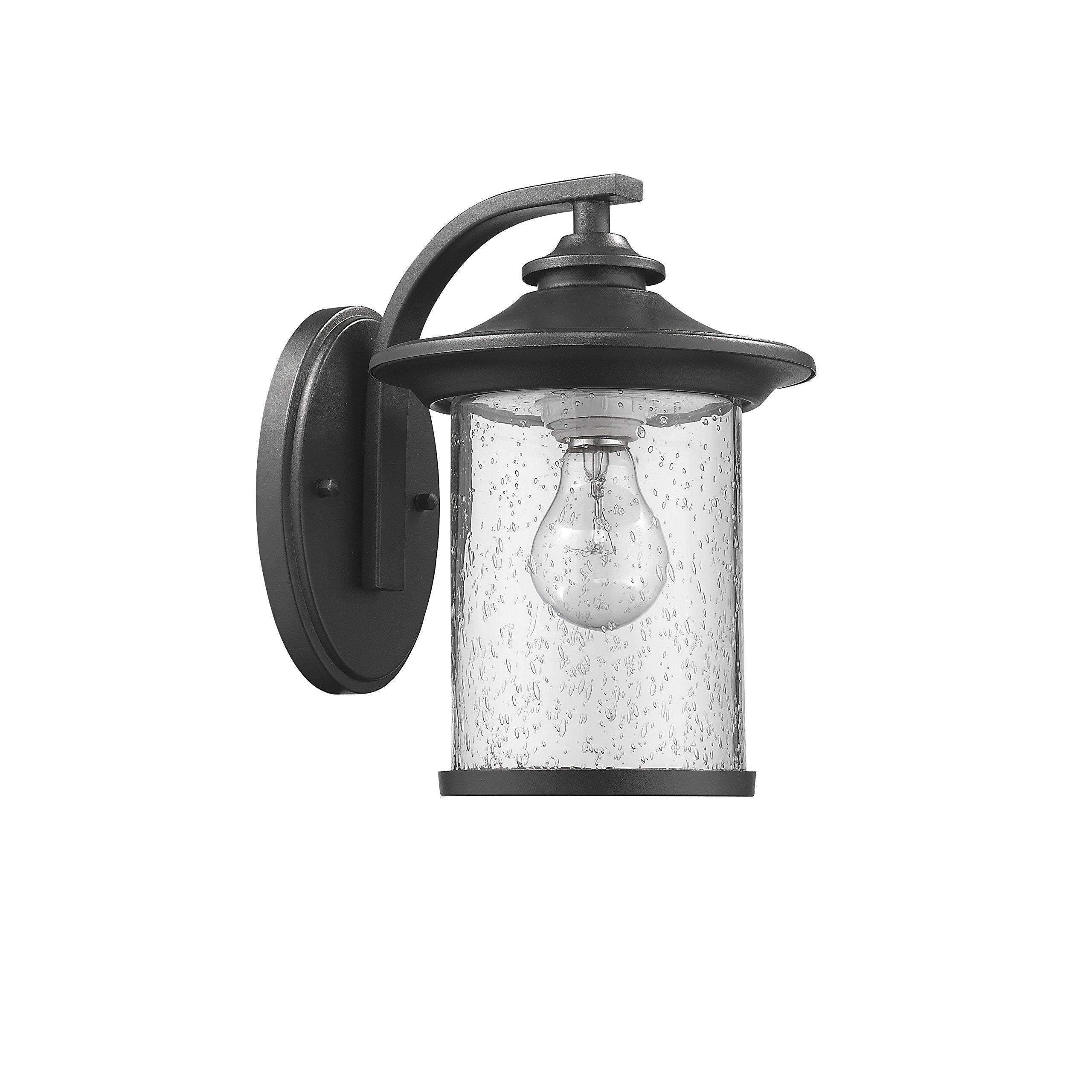 CHLOE Liam Outdoor Wall Sconce, Transitional Design, 11in Height, Black, Model CH22050BK11-OD1, Glass Material